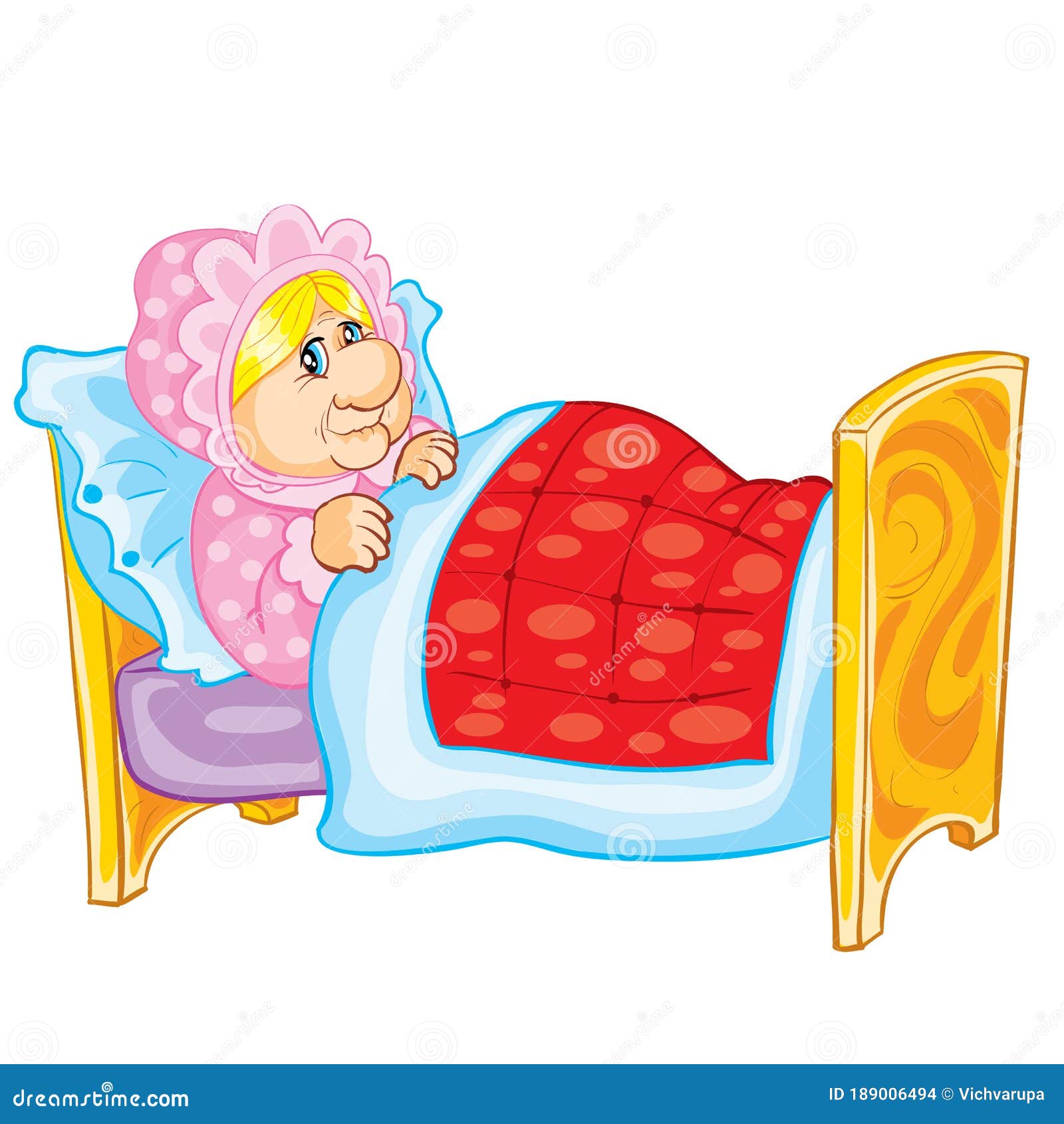 Download Grandmother In A Cap Lies In Bed Covered With A Blanket ...