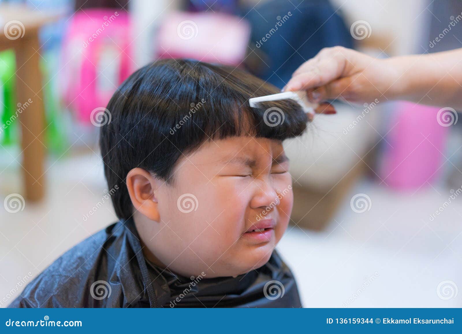 Grandmother is Cutting Hair of Her Grandson at Home Stock Photo - Image of  asian, background: 136159344
