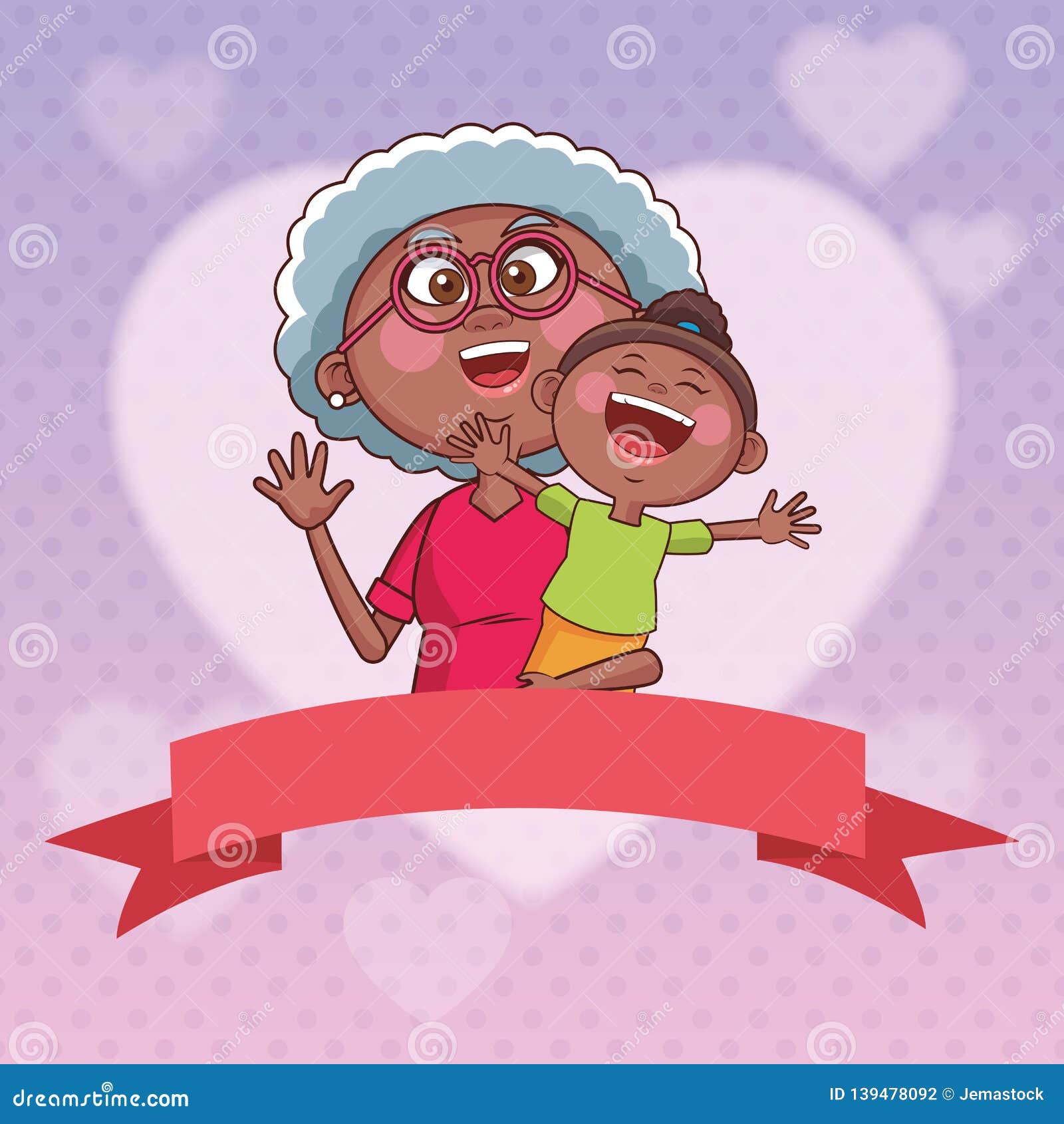 Download Grandmother Elder Granddaughter Banner Love Stock Vector ...