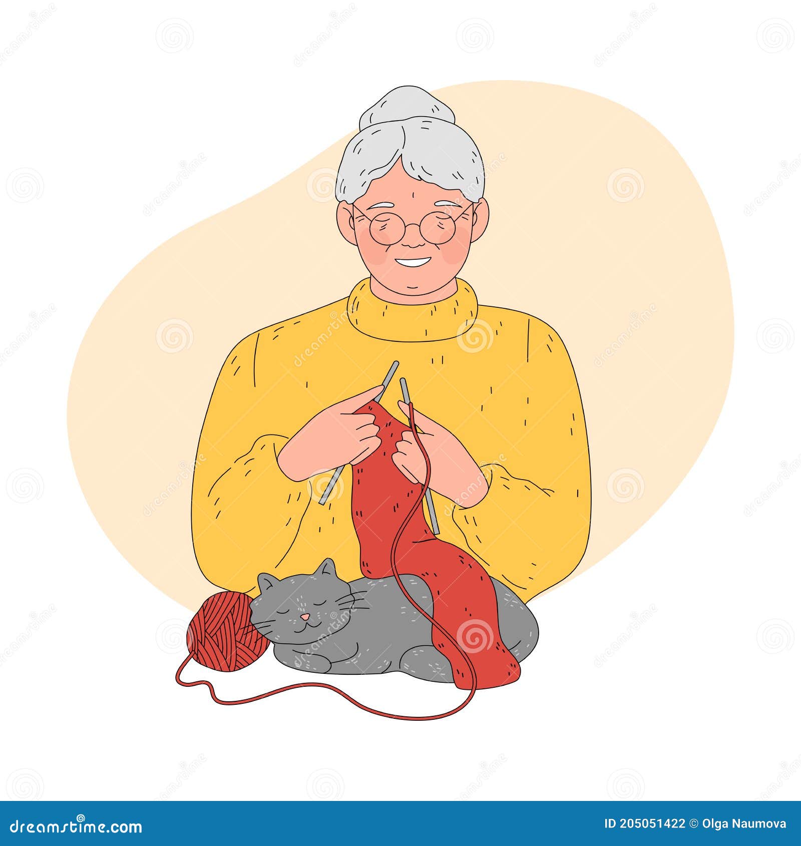 Smiling Ederly Woman Grandmother Sitting In Armchair At Home And ...