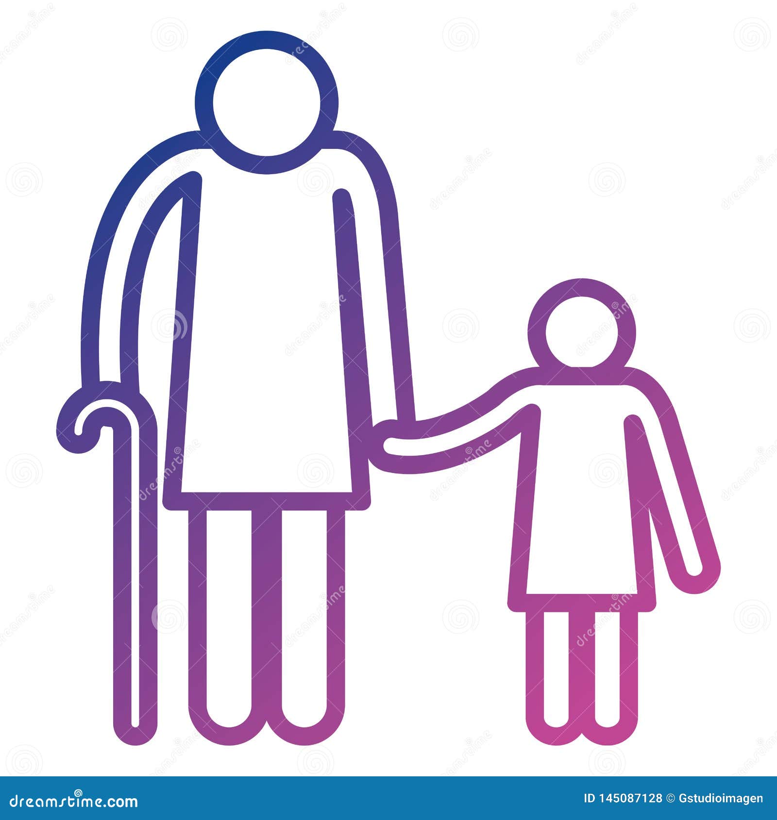 Download Grandmother With Granddaughter Silhouettes Avatars Stock ...