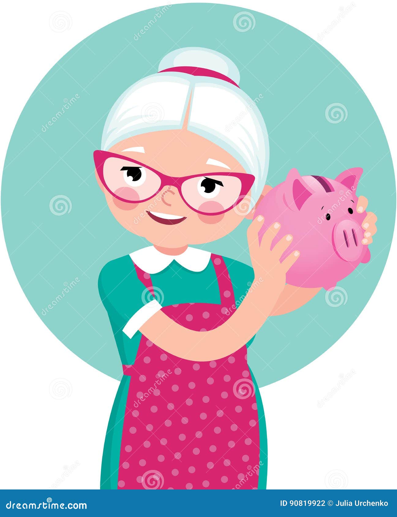 Download Grandmother A Pensioner In An Apron Shakes A Piggy Bank ...