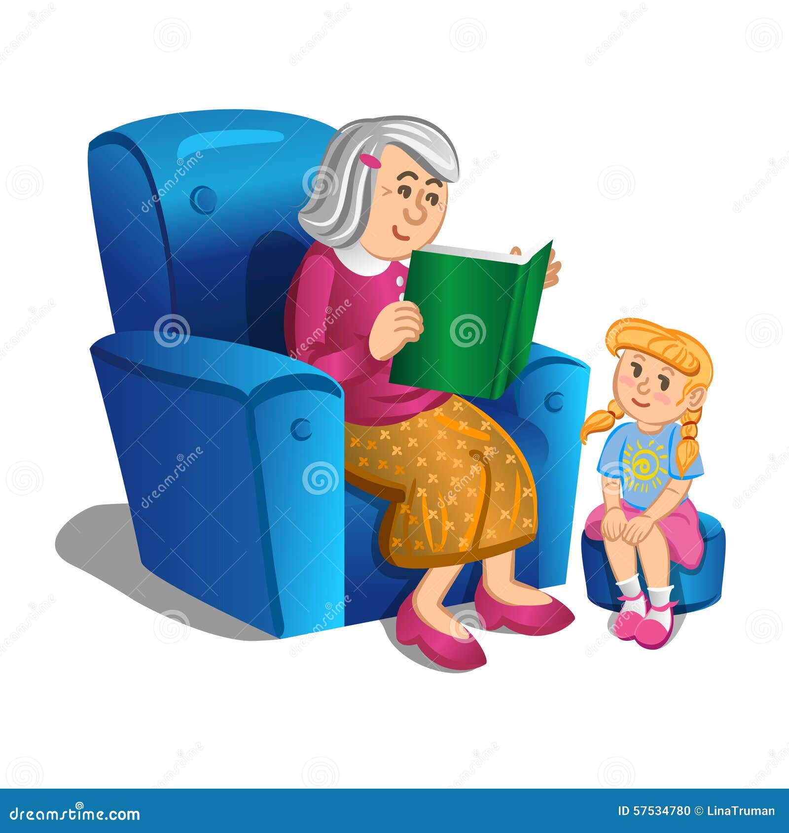 grandmother reads a book to the girl. 