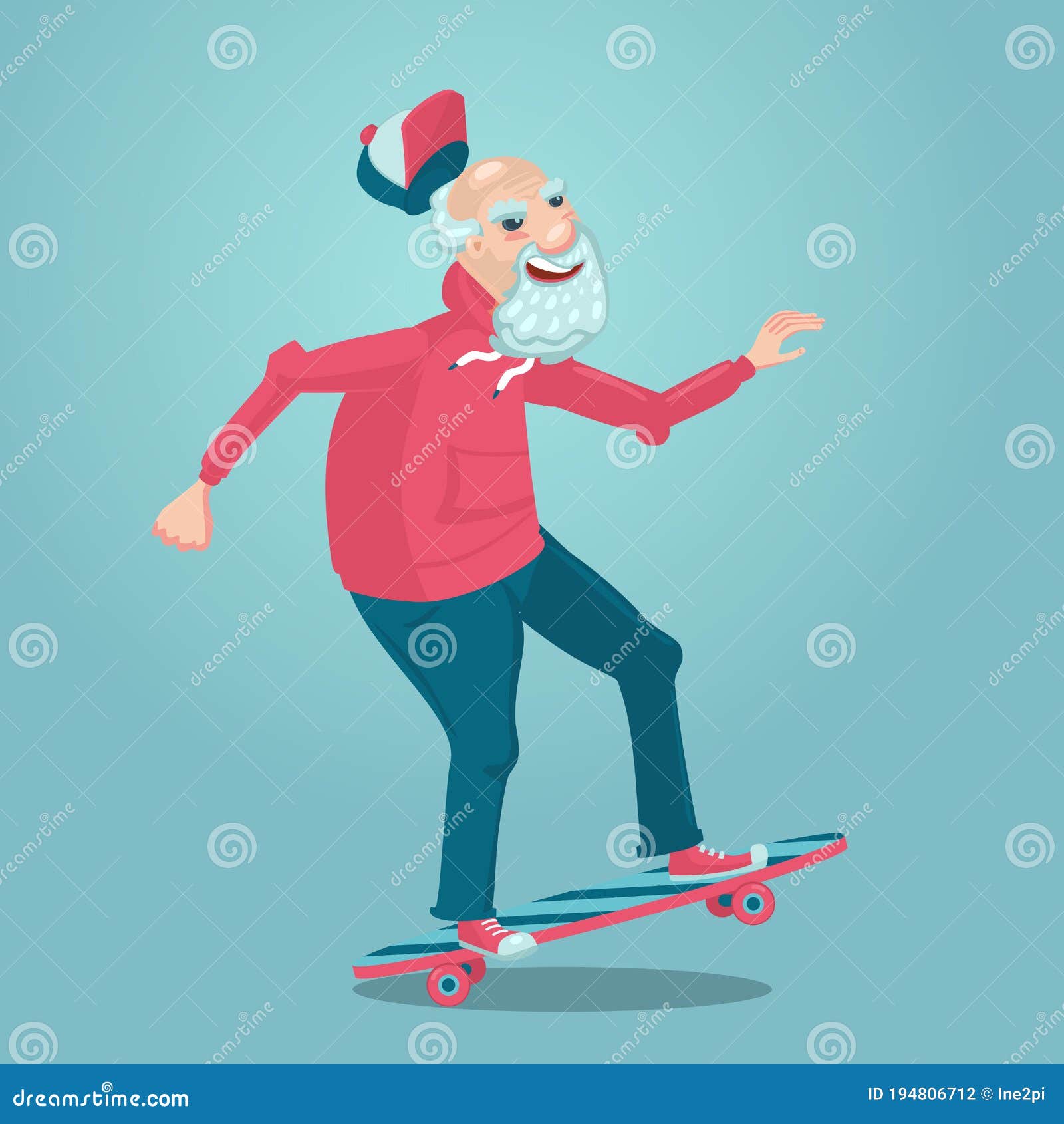Grandpa on a Skate. Old Man is Skating. Cartoon Character Design. Adult ...