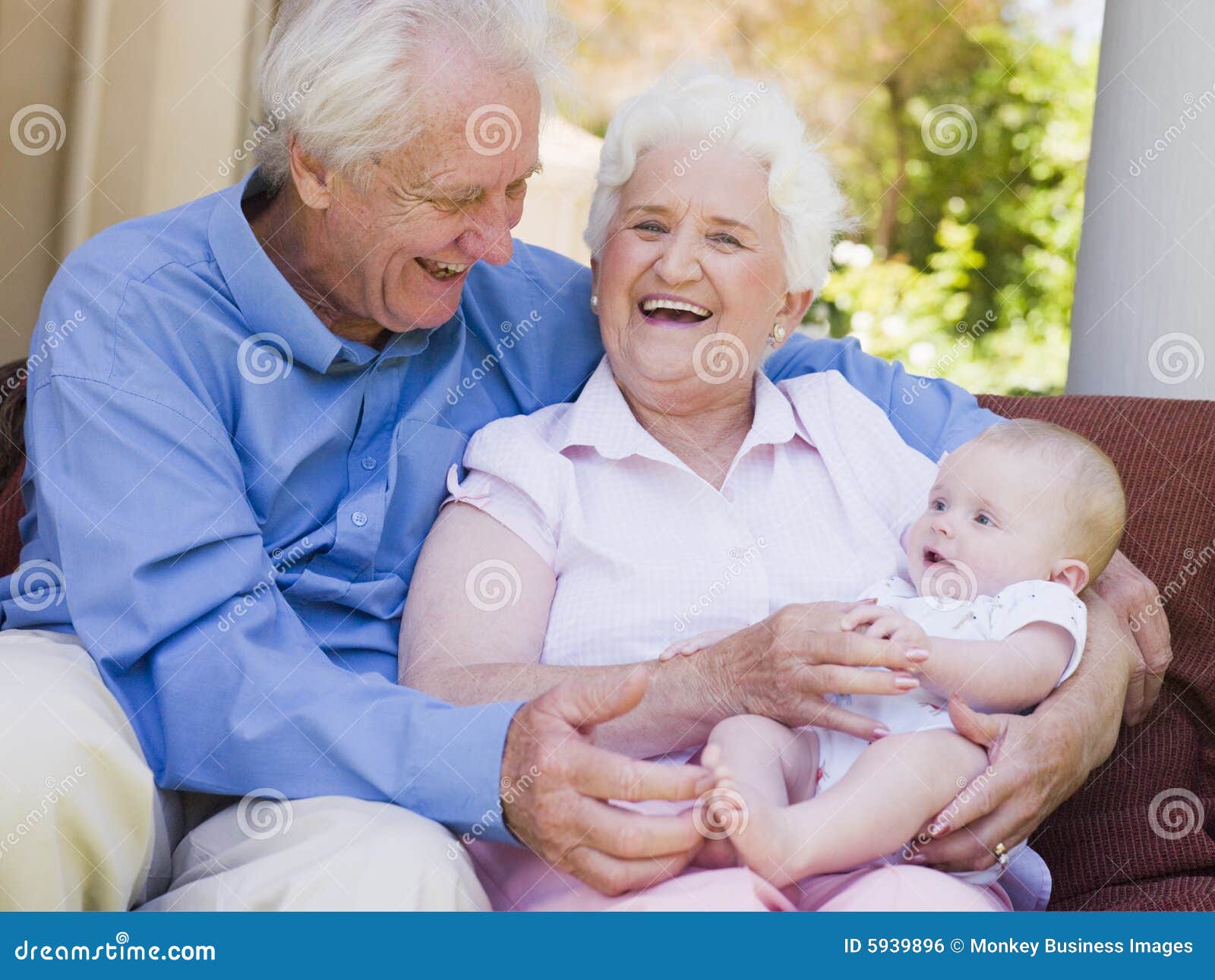 grandparents outdoors on patio