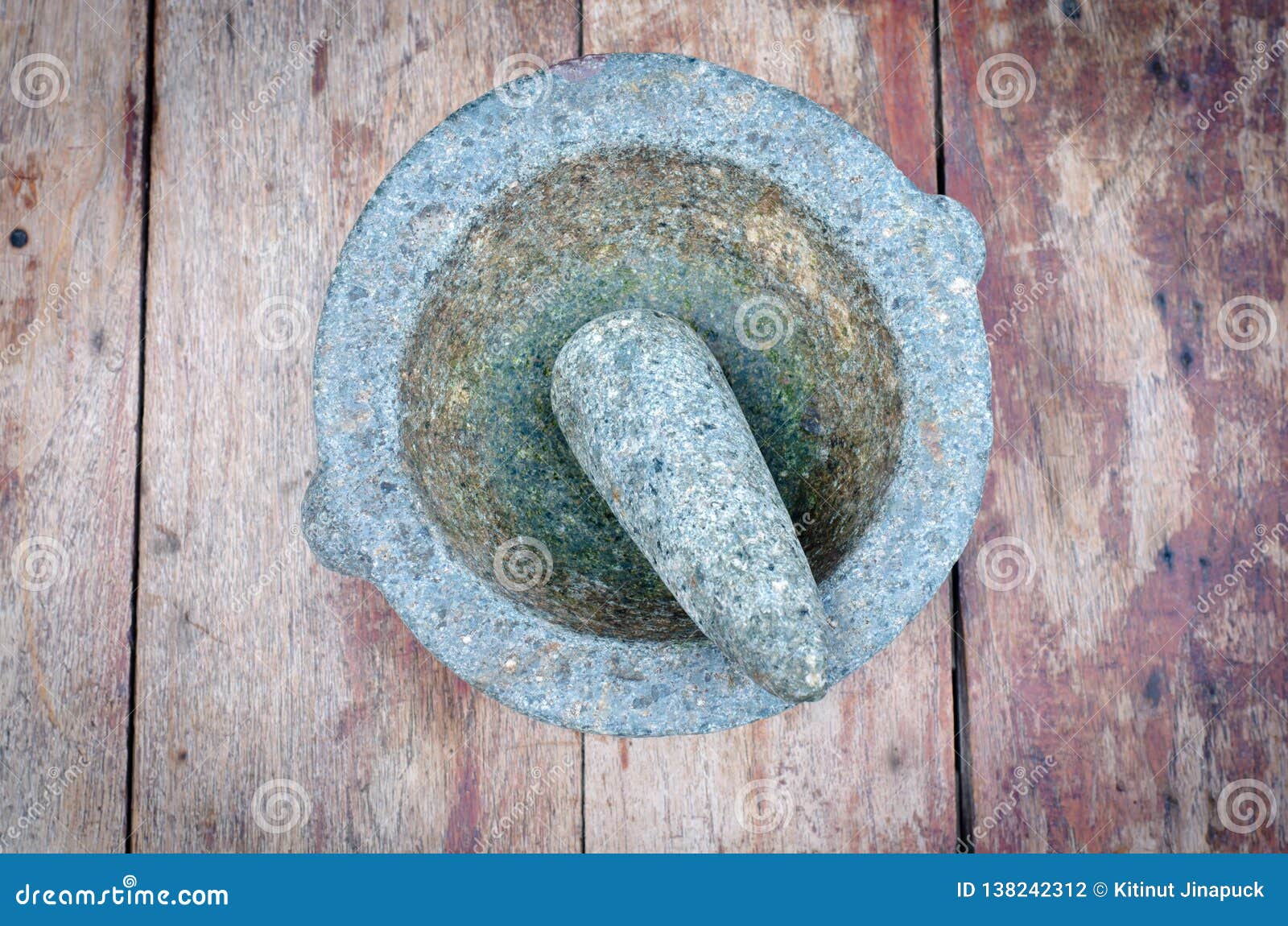 Granite Mortar and Pestle on Wood Table Stock Photo Image of crush