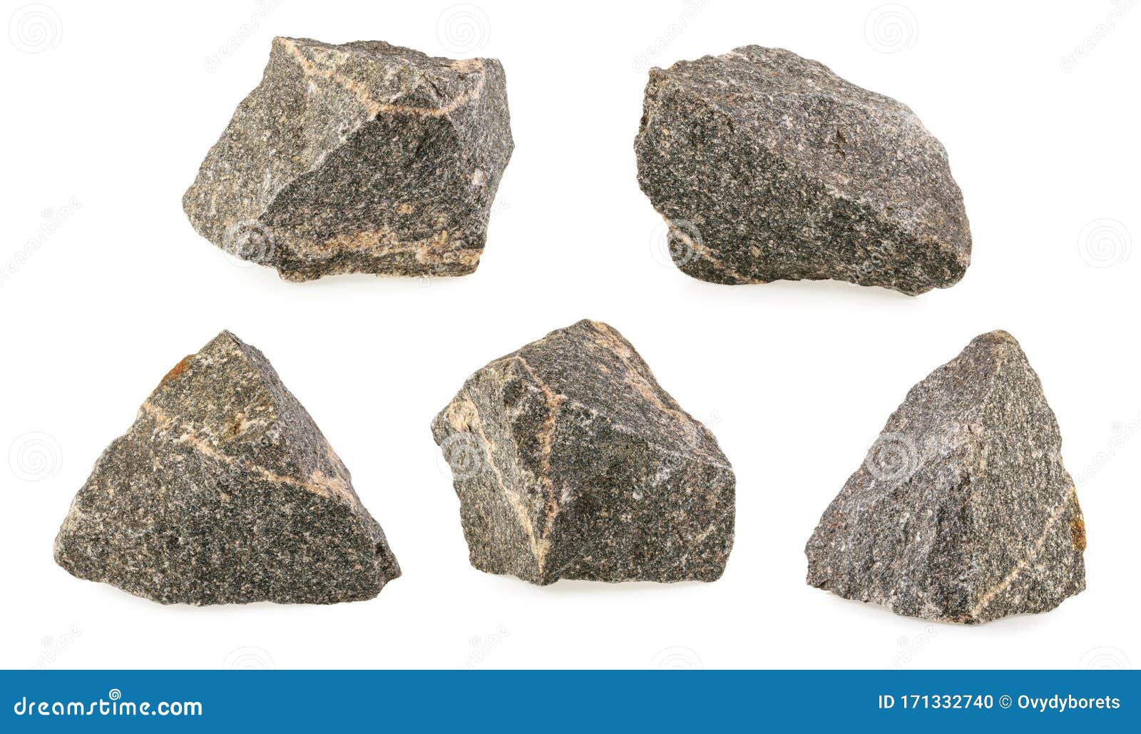 Granite Stones, Rocks Isolated on White Background Stock Photo - Image