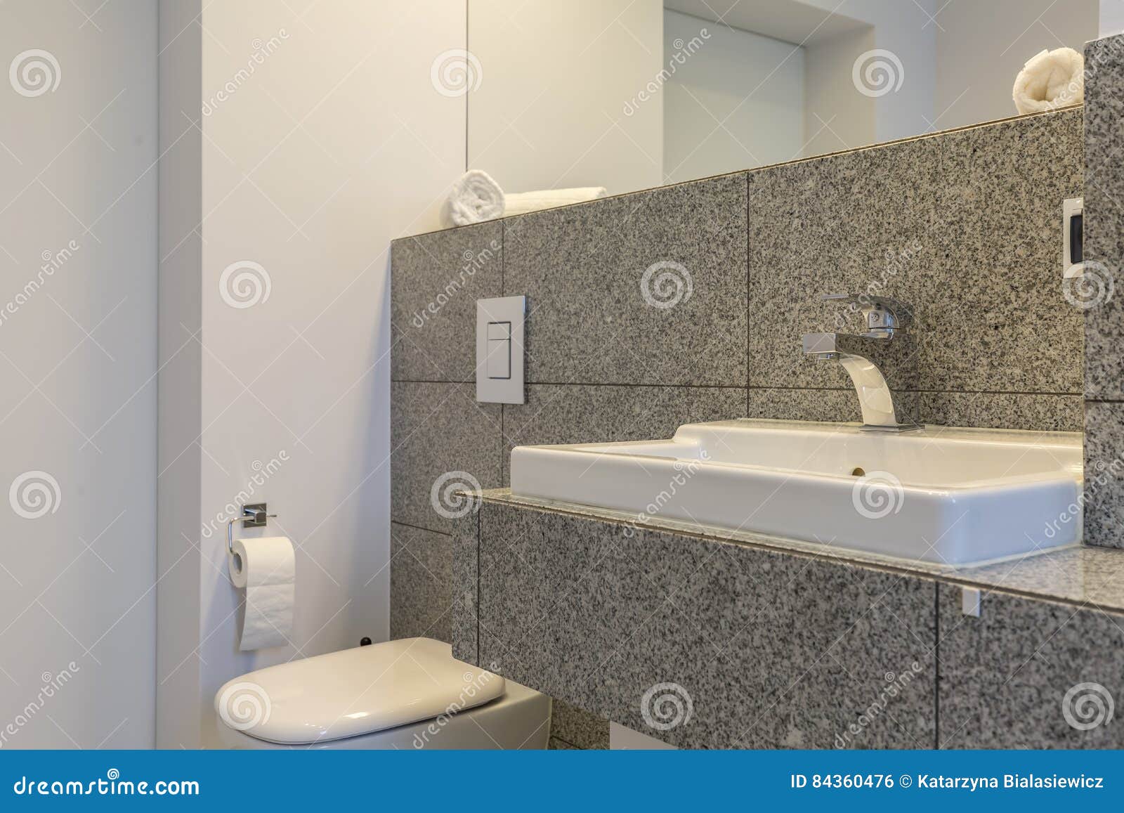 Granite Tiles In Minimalist Bathroom Stock Photo Image Of Tilled Modern 84360476