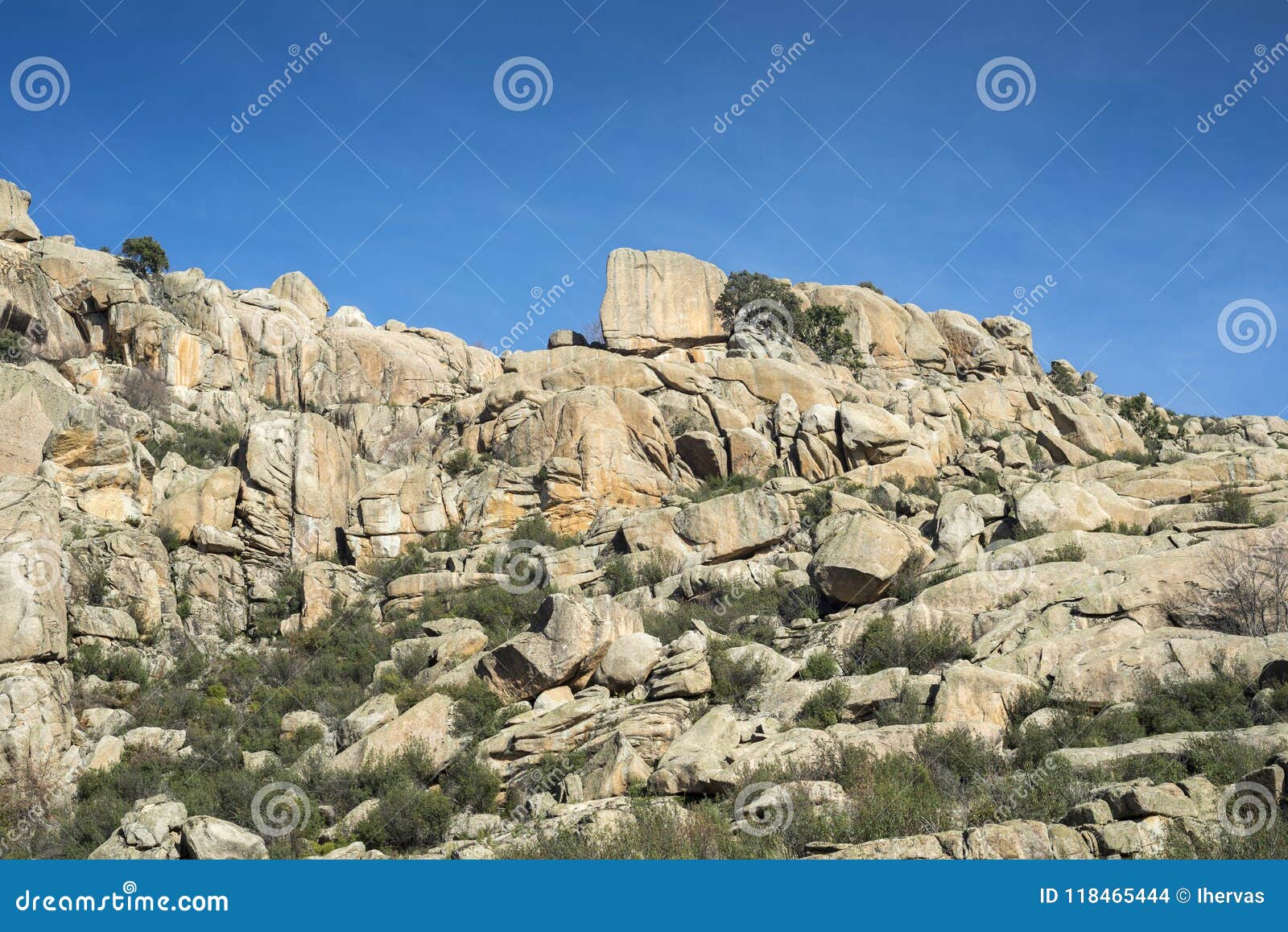 Granitic Rock Formations in La Pedriza Stock Photo - Image of batholith ...