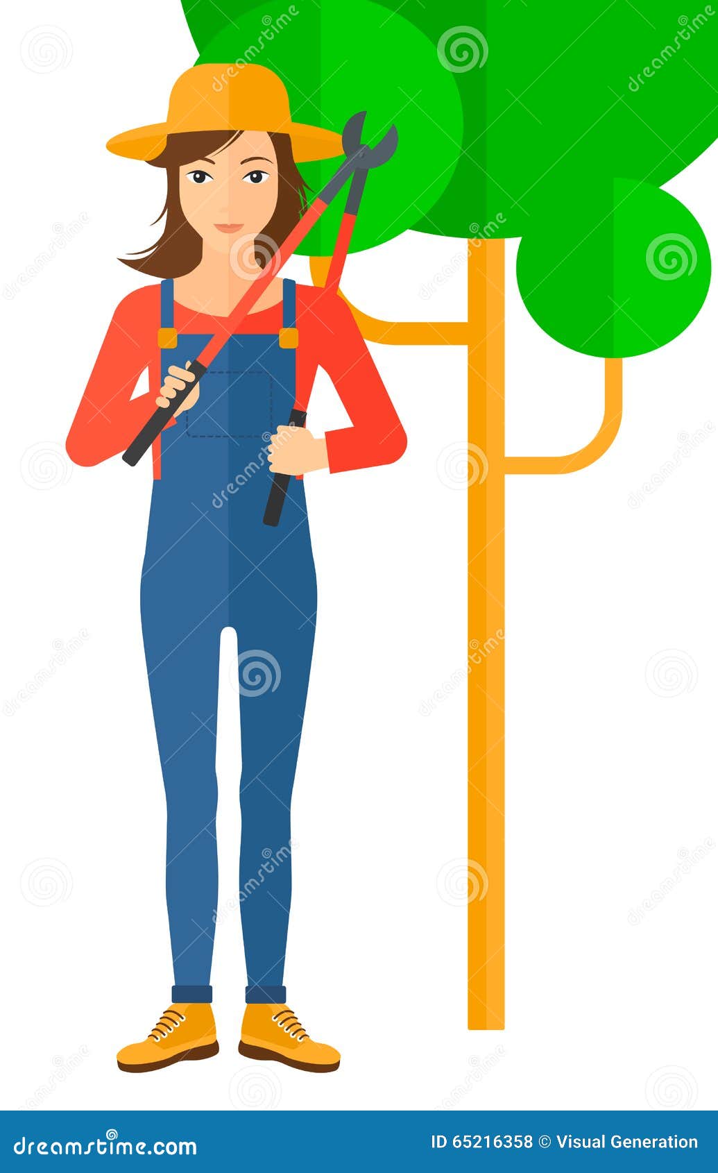 Granjero con el pruner ilustración del vector. Ilustración de