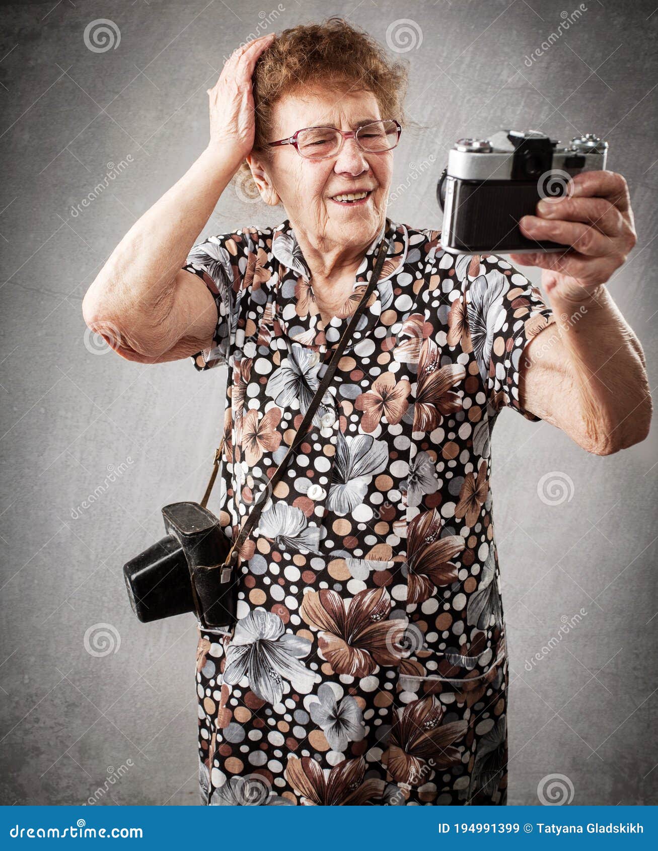 Granny Photographer Make Selfie Stock Image Image Of Granny Human