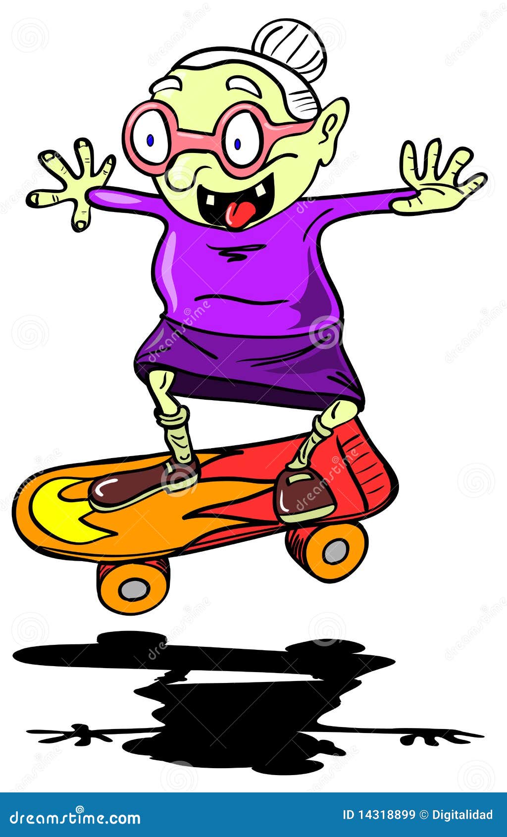 Granny skating stock vector. Illustration of training - 14318899