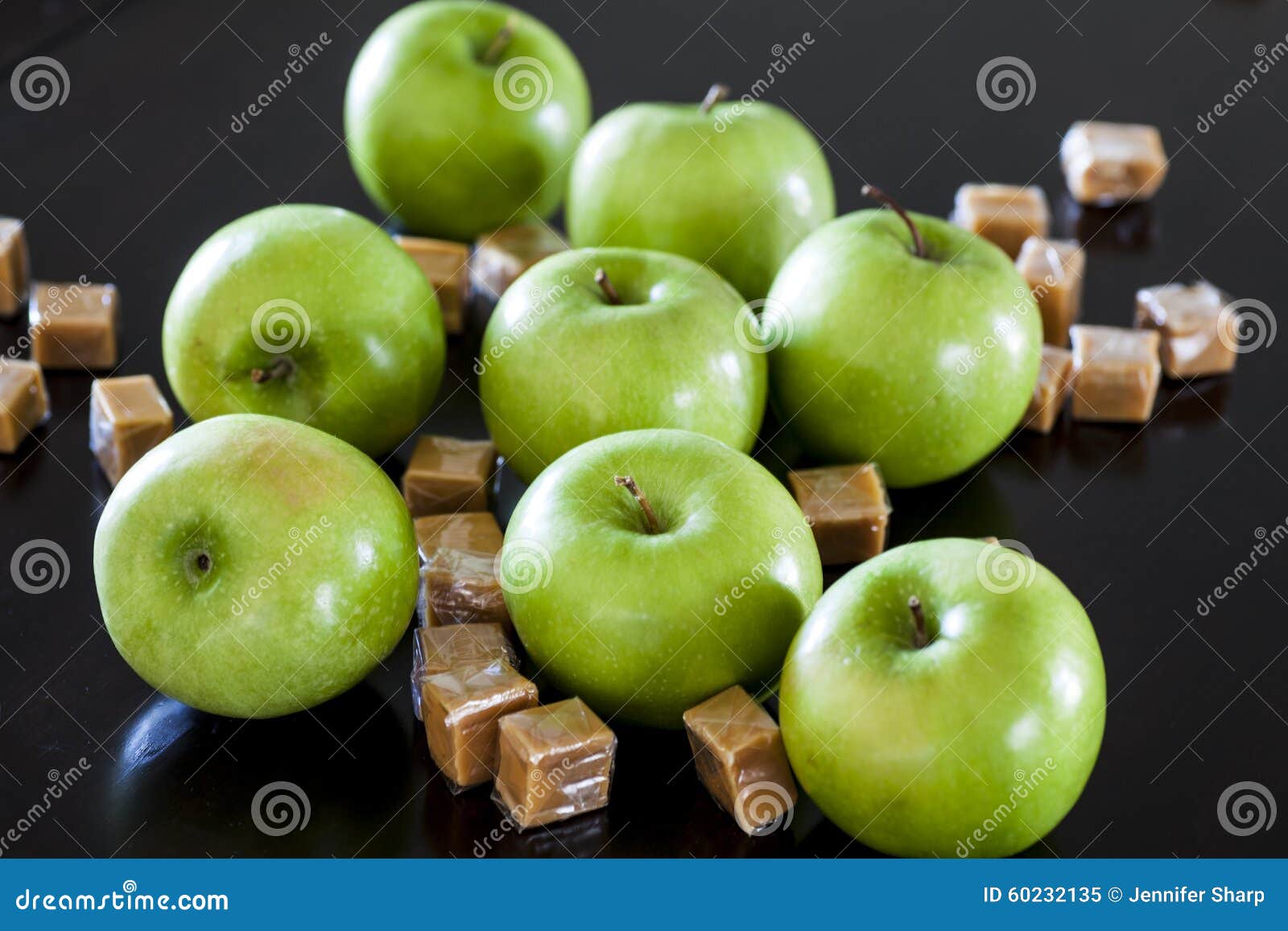 Granny Smith Apples with Caramel Stock Image Image of fruit, apples