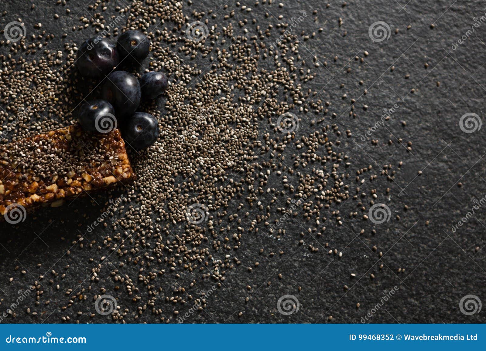 Granola Bar with Grains and Java Plum on Black Background Stock Photo Image of food, lifestyle