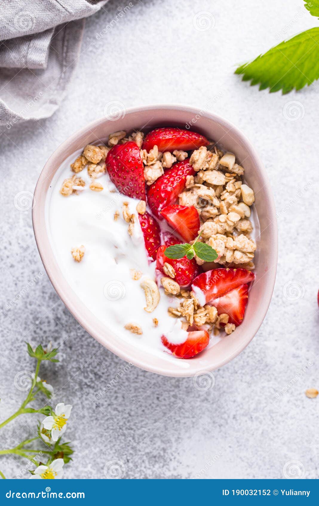 Granola with Greek Yogurt and Strawberry Stock Photo - Image of fresh ...