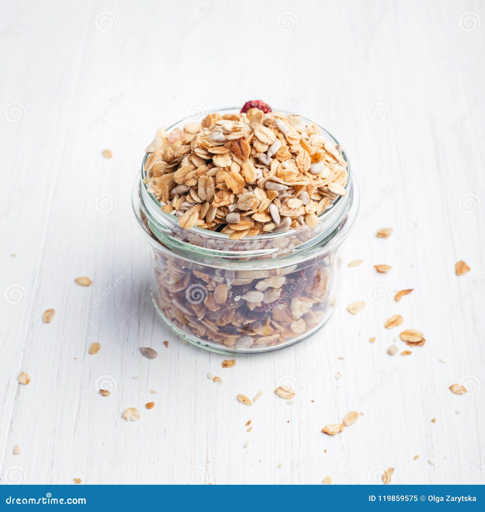 Granola in Jar on the Table. Stock Image Image of diet, fitness