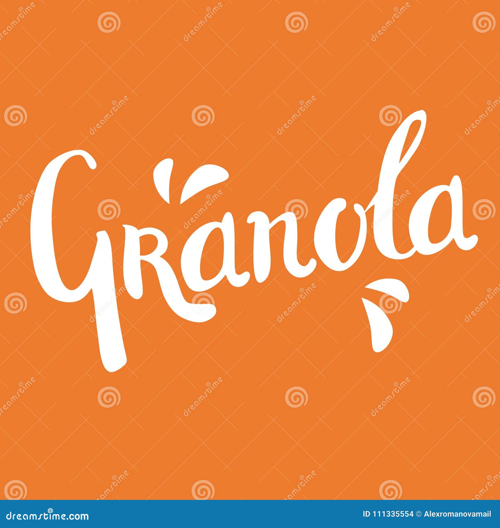 Granola Lettering Logo Design on Orange Background Stock Vector