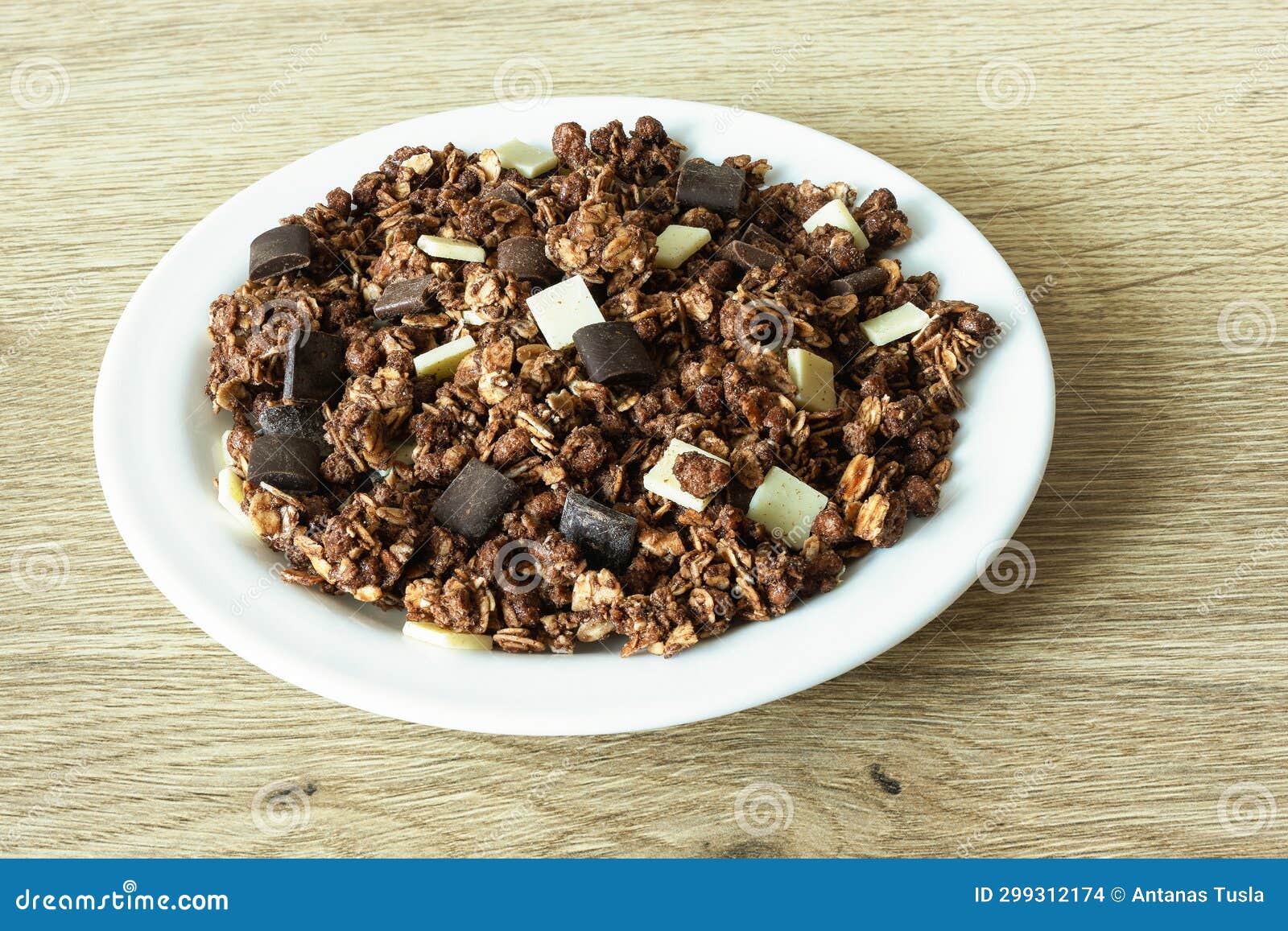 Granola with Oatmeal and Chocolate on a Plate Stock Photo Image of