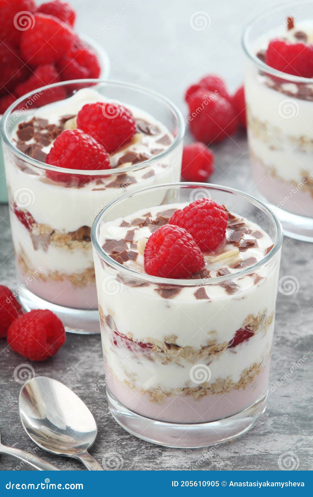 Granola with Yogurt Trifles with Raspberry Stock Image Image of fresh, meal 205610905