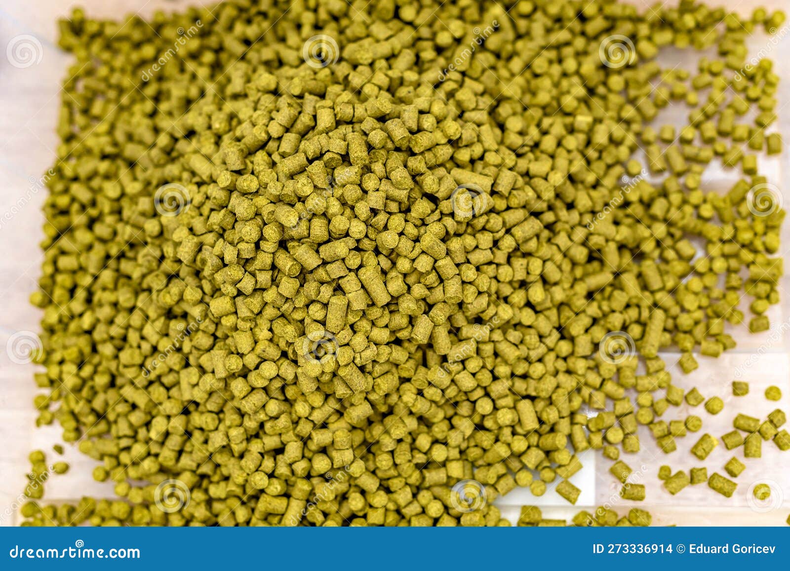 Granulated Hops for Beer Production. Brewing Beer in a Brewery Stock