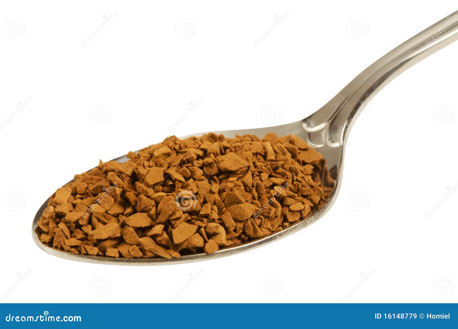 granules of instant coffee in the spoon