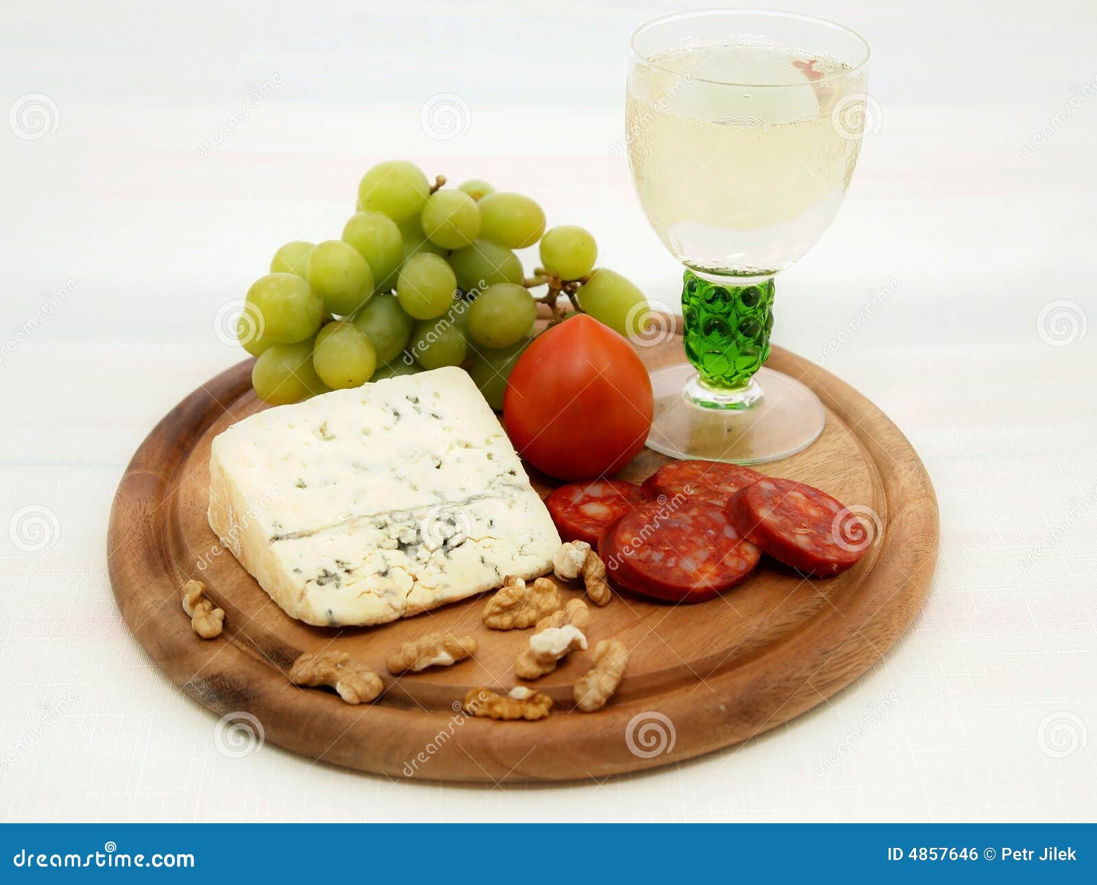 Grape, cheese and sausage stock photo. Image of nutritious 4857646