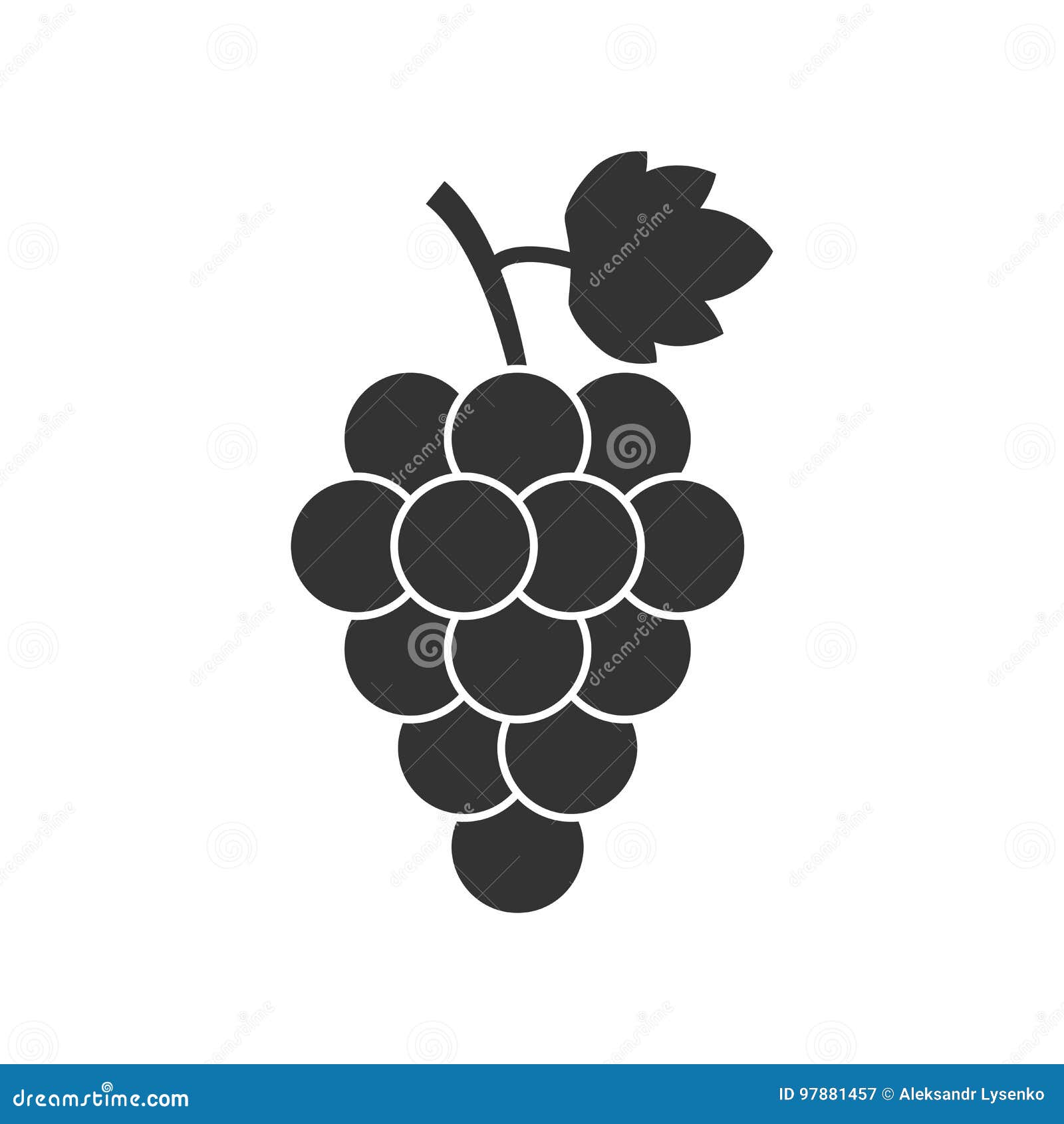 grape fruit with leaf icon.   on white background. business concept bunch of wine grapevine pictogram.