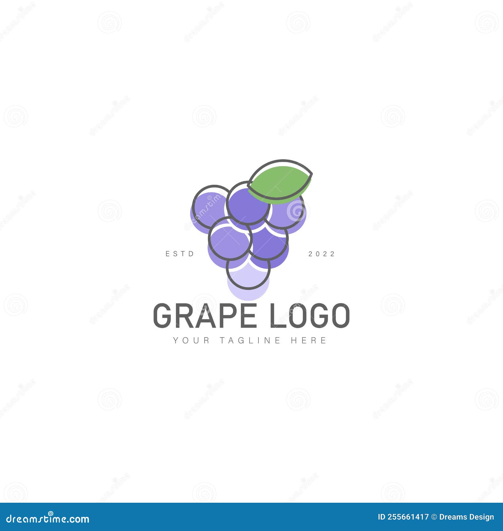 Grape Line Logo Design Icon Illustration Stock Vector Illustration of