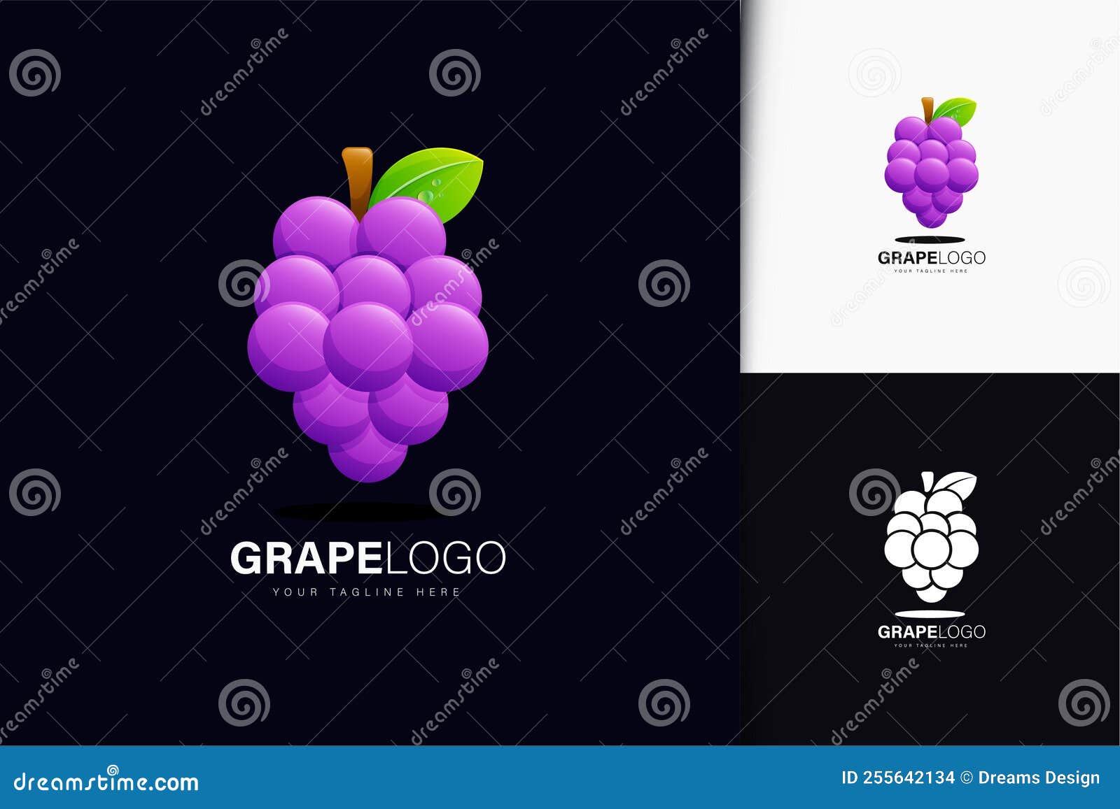 Grape Logo Design with Gradient Stock Vector Illustration of identity