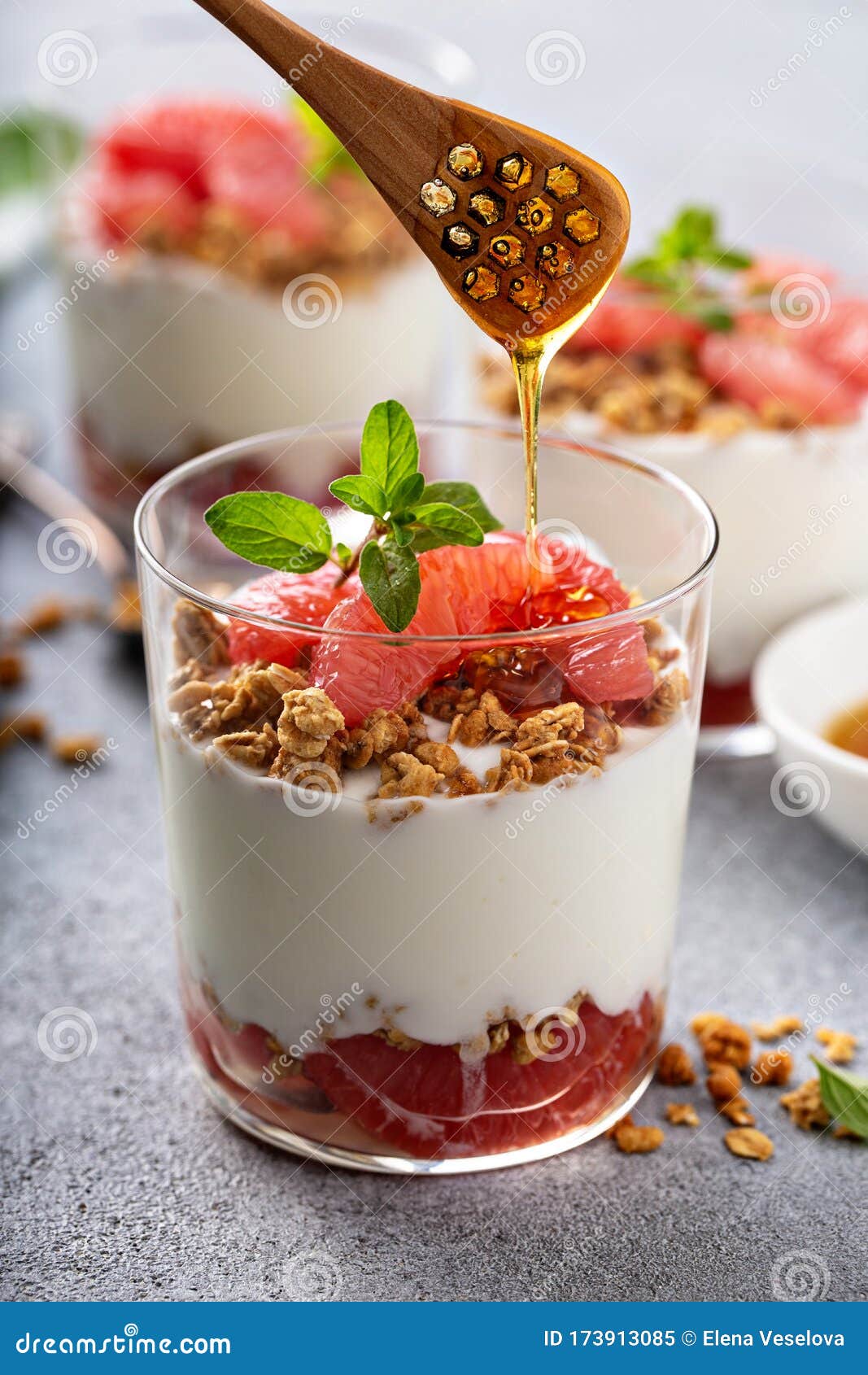 Grapefruit Granola and Yogurt Parfait Stock Image Image of fruit