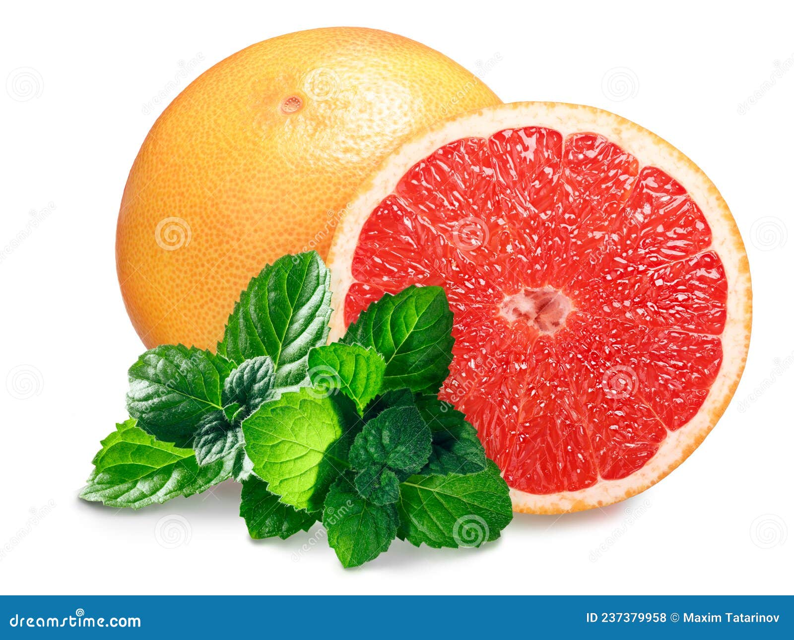 Grapefruit with Mint Leaves Isolated Stock Photo Image of peppermint