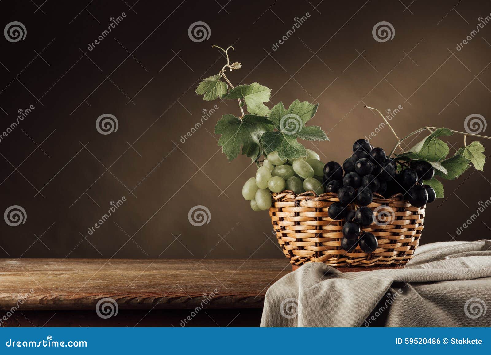 Grapes in a Basket Still Life Stock Photo - Image of life, basket: 59520486