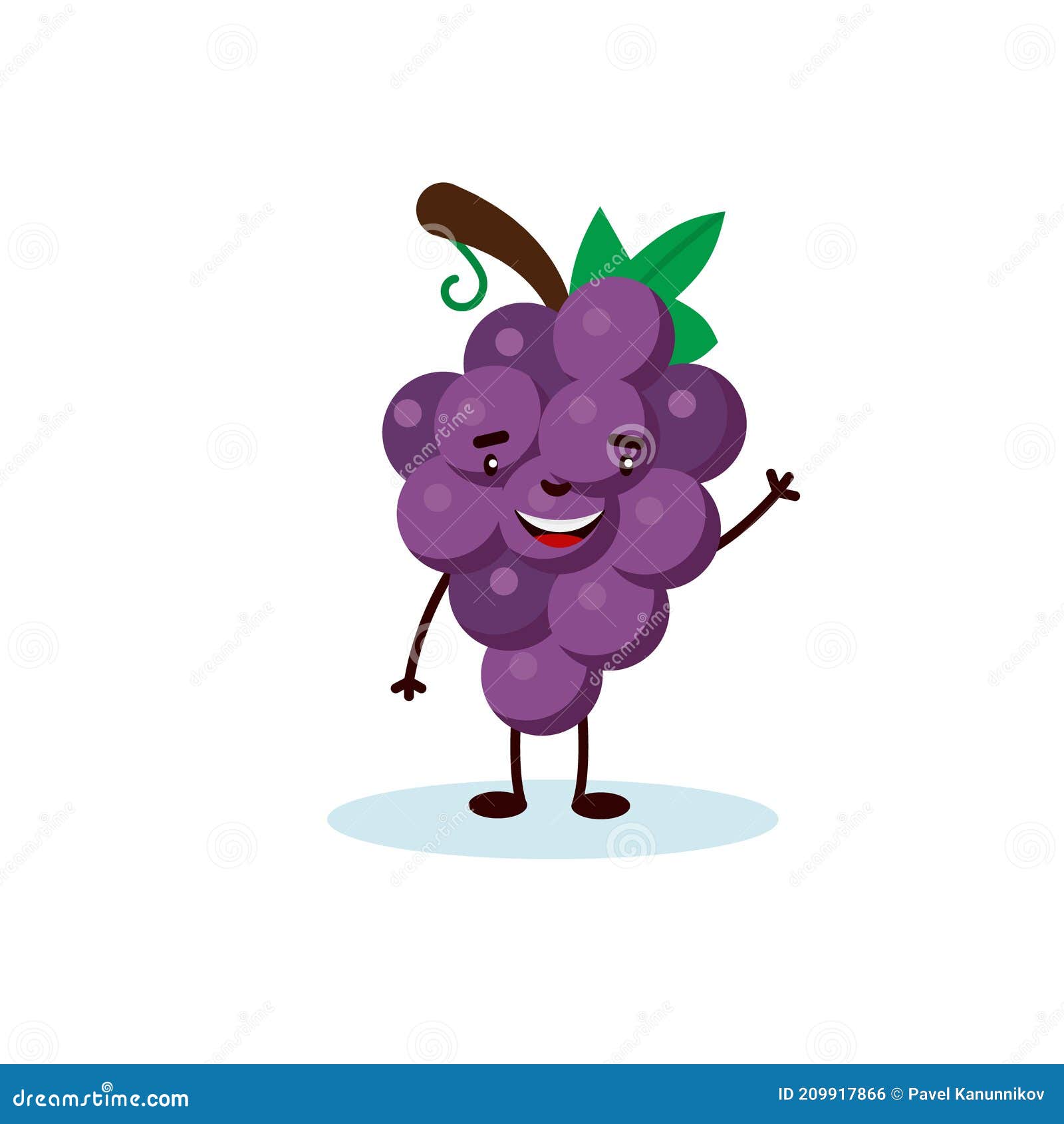 Grapes Cute Character, Illustration for Kids in Cartoon Style Isolated ...