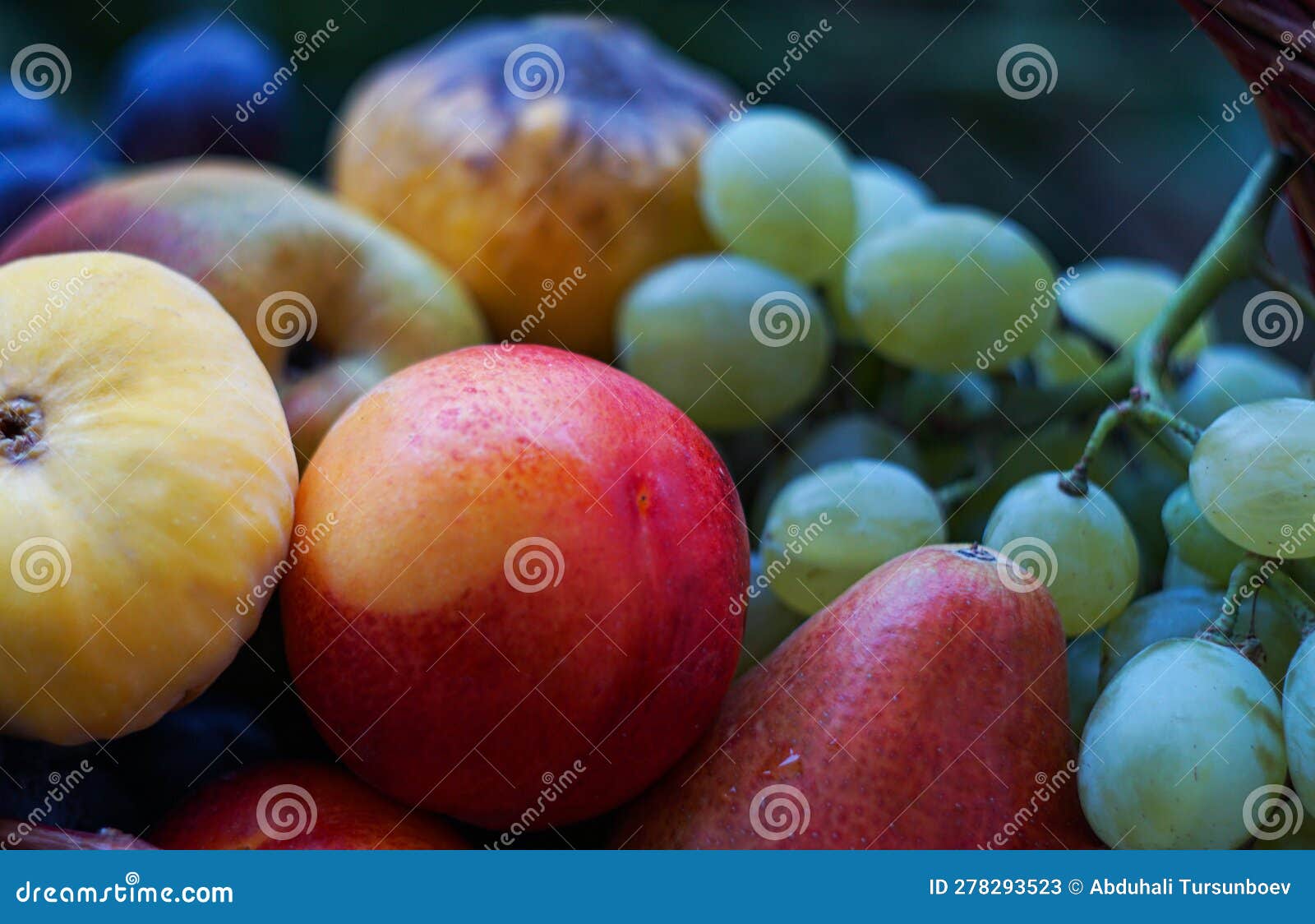 Grapes and Various Fruits in a Basket Stock Image Image of nutrition