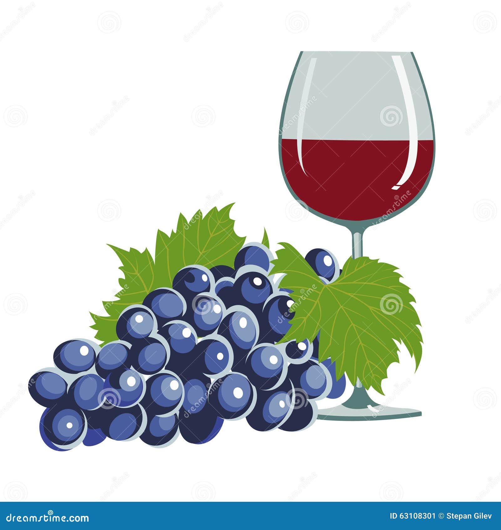 Grapes and a wine glass stock vector. Illustration of berries 63108301