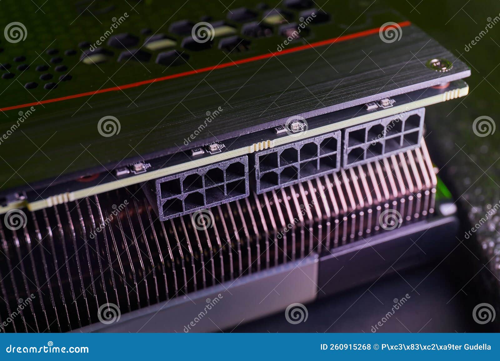 Grapgics Card with Many 8pin Power Connectors Stock Photo Image of