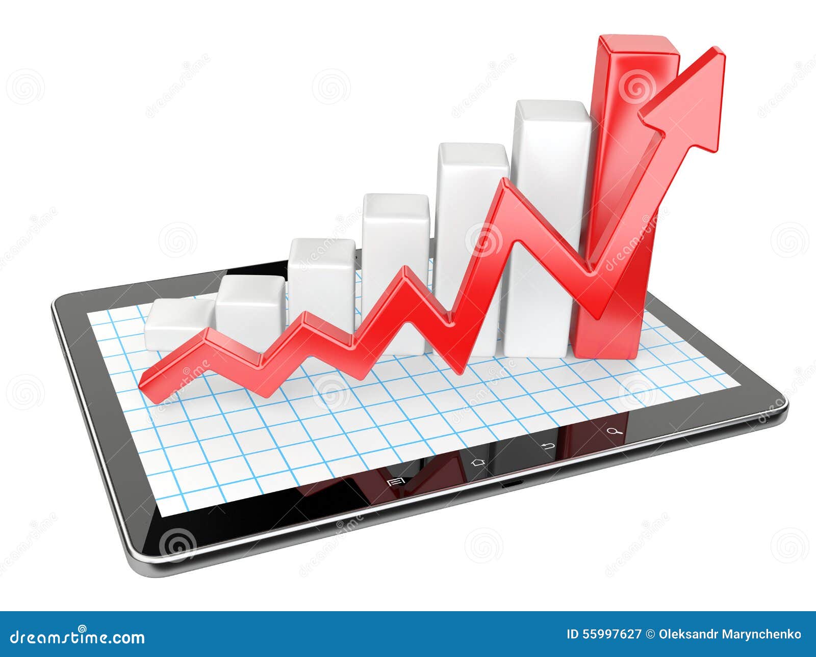 Graph and Chart on Tablet Pc Business Statistic Concept. Stock Illustration Illustration of