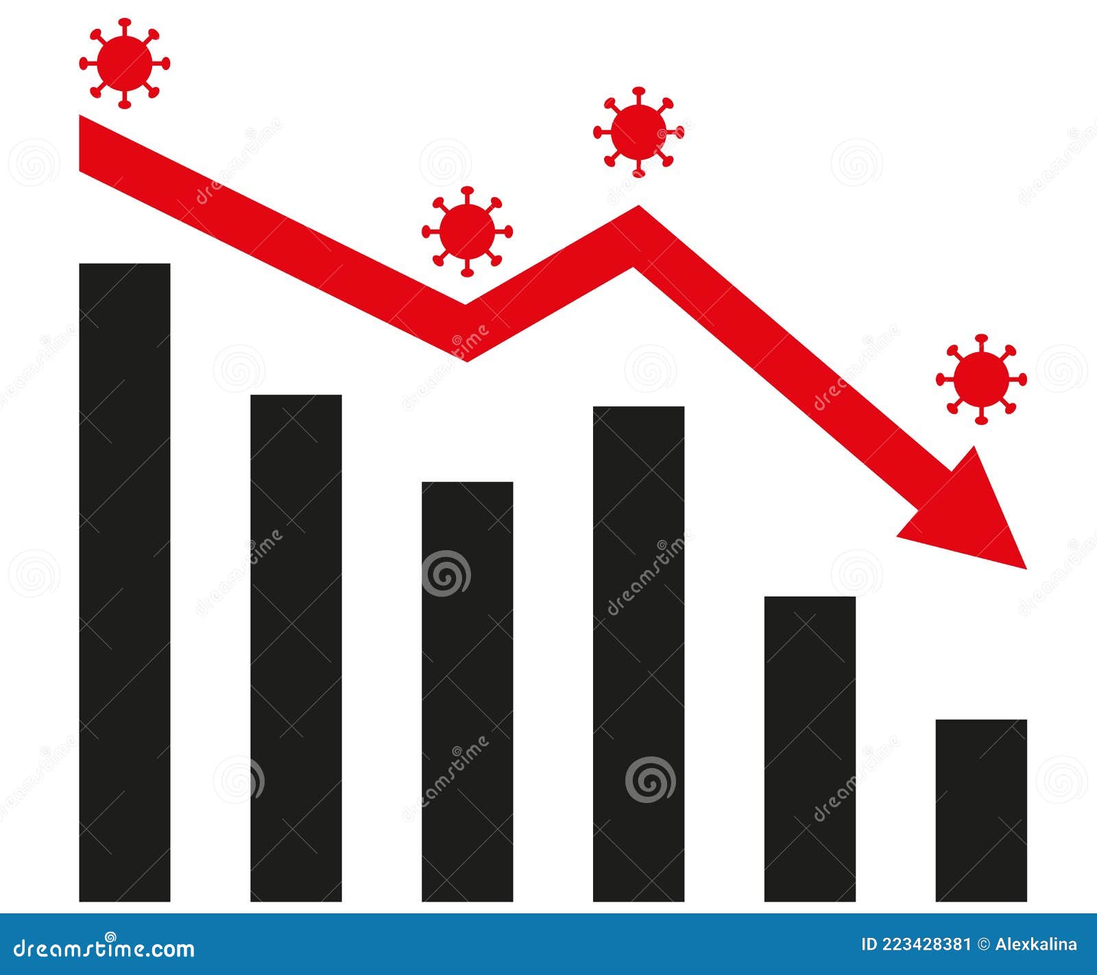 Graph with Covid Decrease Report. Diagram with Coronavirus Recession ...