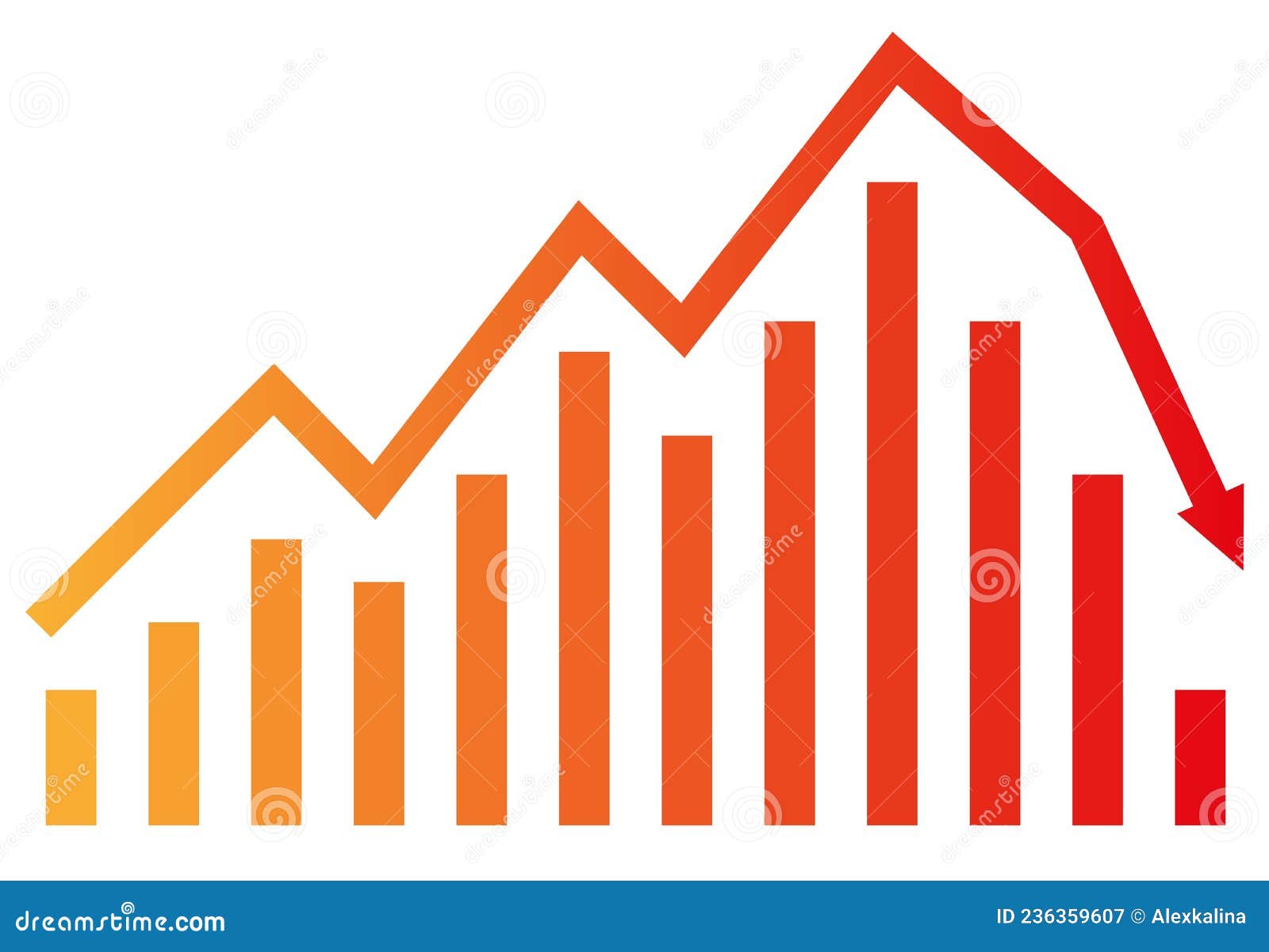 Graph with Decrease Report. Diagram with Recession and Bankruptcy ...