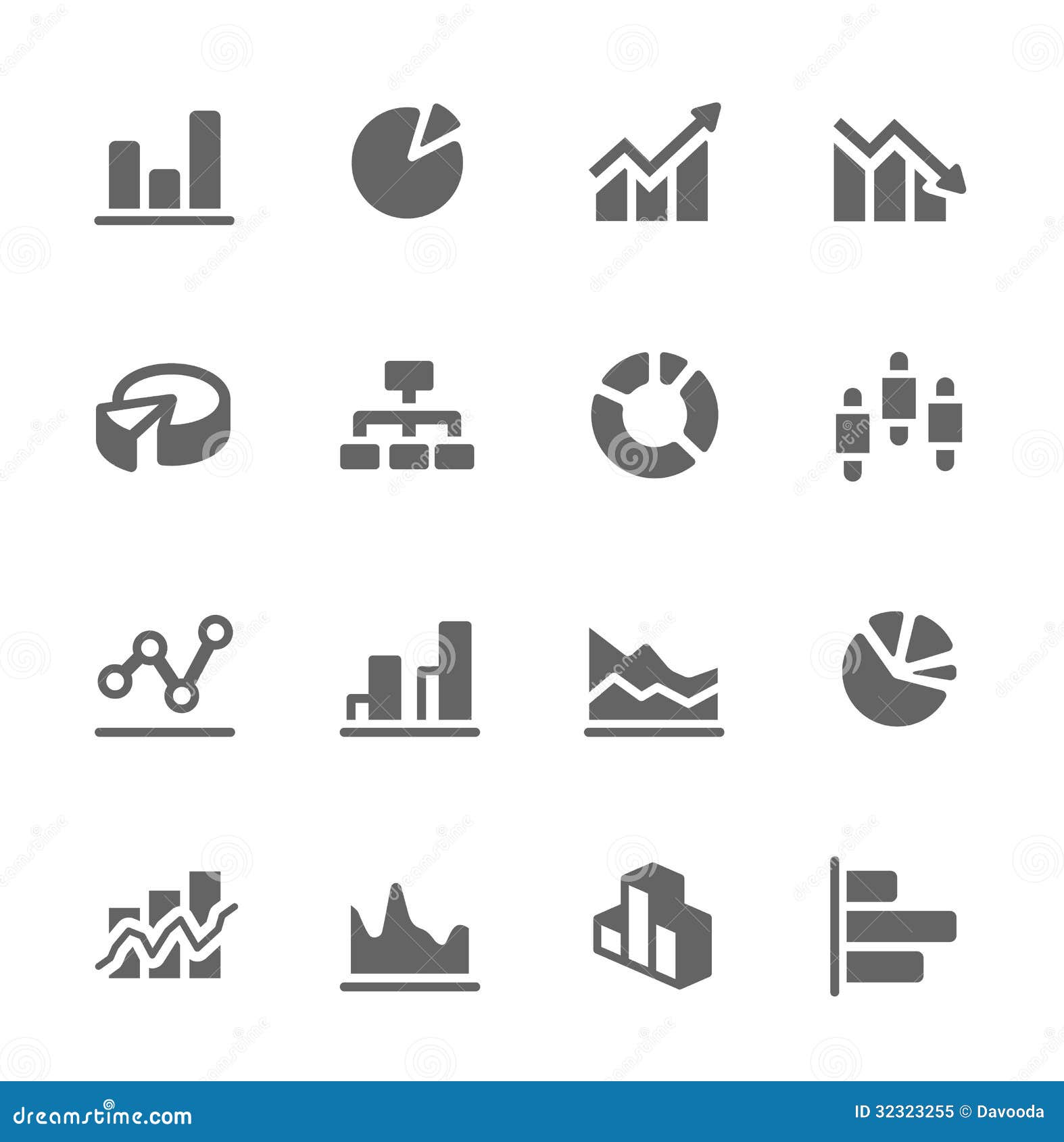 Graph And Diagram Icon Set  Stock Vector