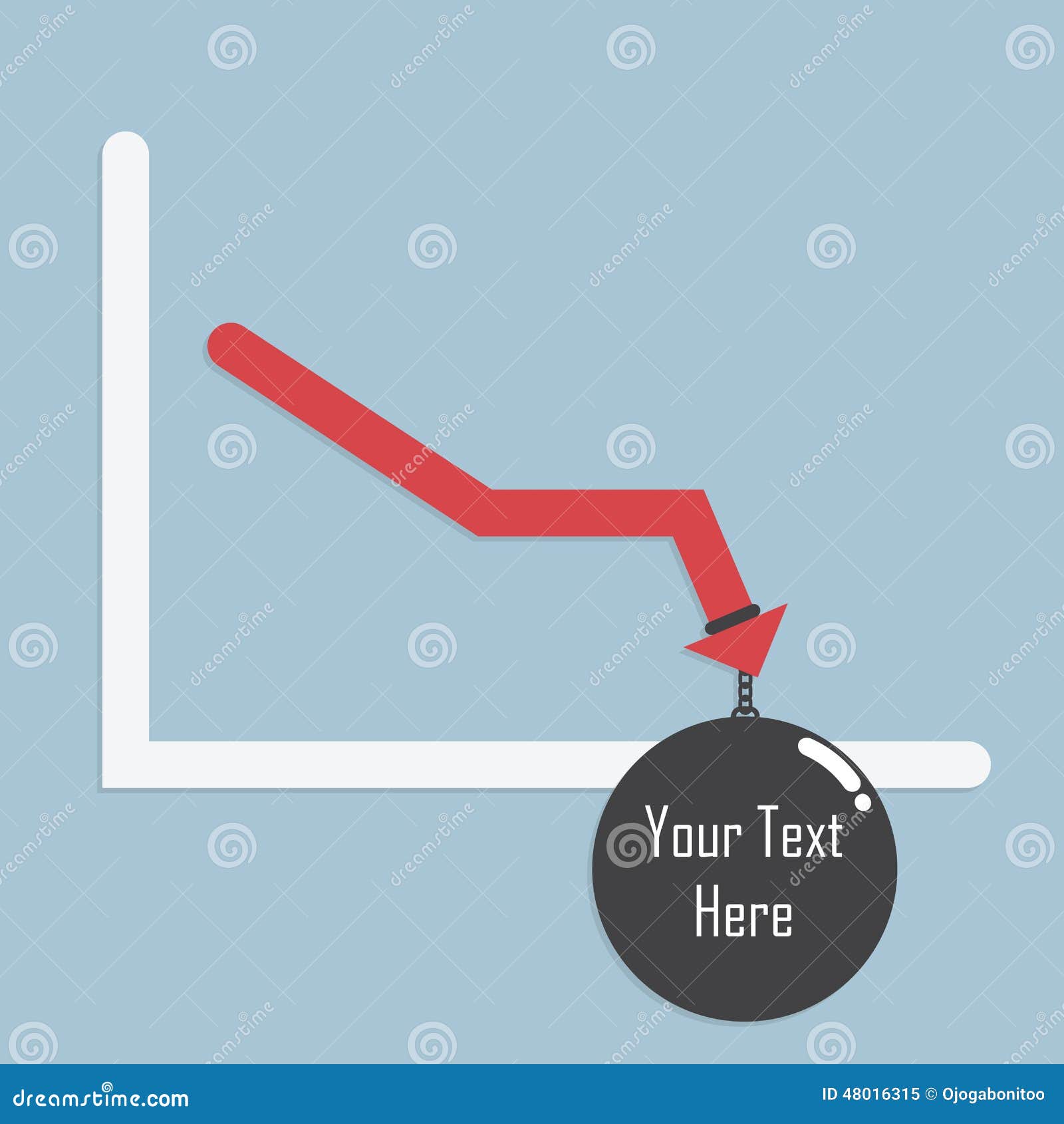Graph falling by a weight stock vector. Illustration of graph 48016315
