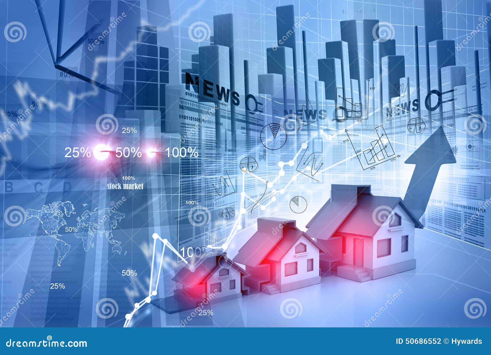 Graph of the Housing Market Stock Illustration Illustration of