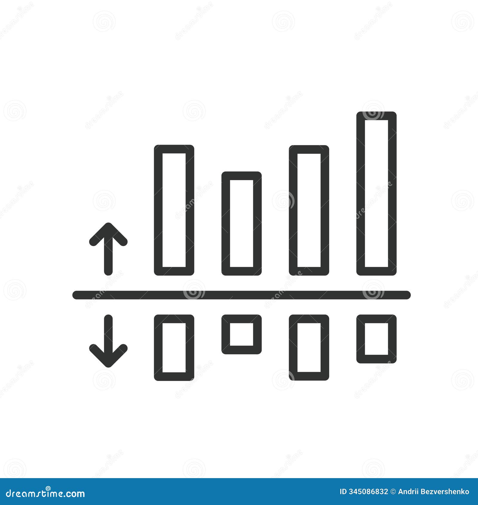 graph up down, icon in line . graph, up, down, trend, fluctuations, rise, fall on white background . graph