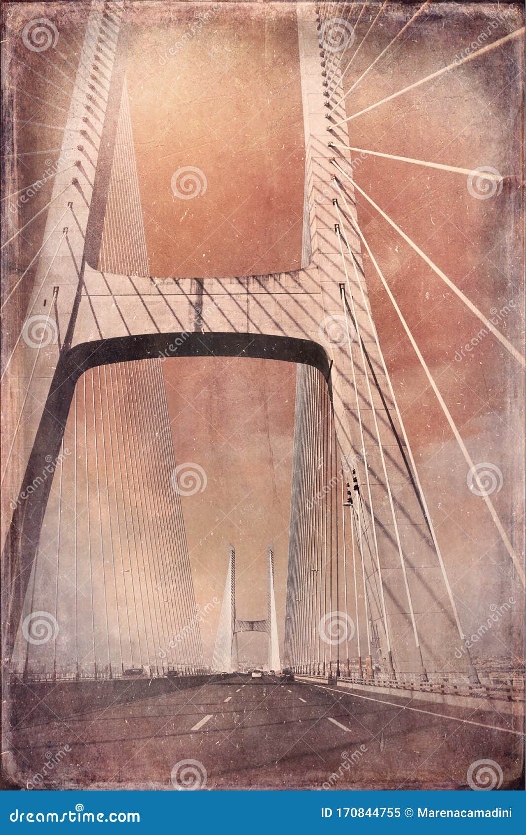 abstract composition of the bridge in lisboa lissabon portugal
