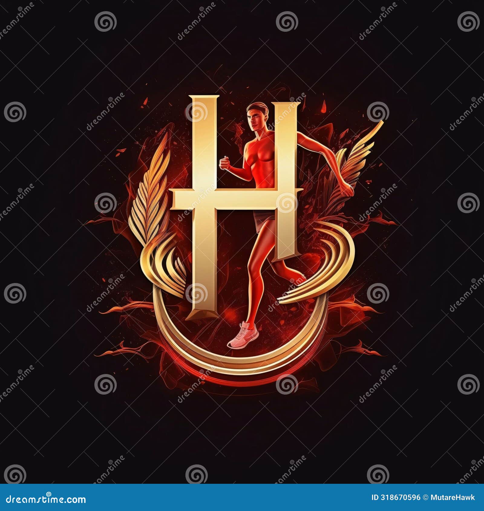 Zodiac Sign Virgo on Fire Background. Horoscope Symbol. Letter H Stock