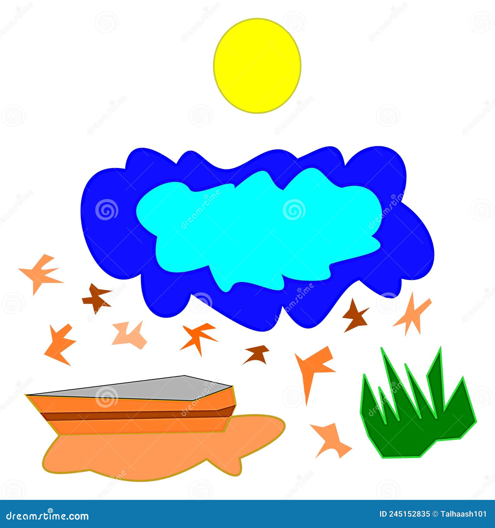 graphic beach boat view