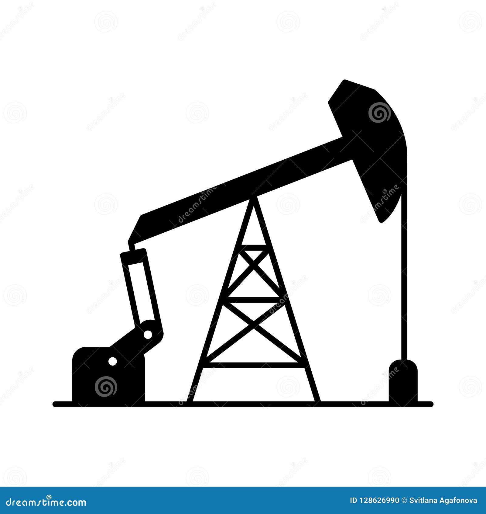 graphic black flat  sucker rod pump icon; oil pump logo for petroleum industry