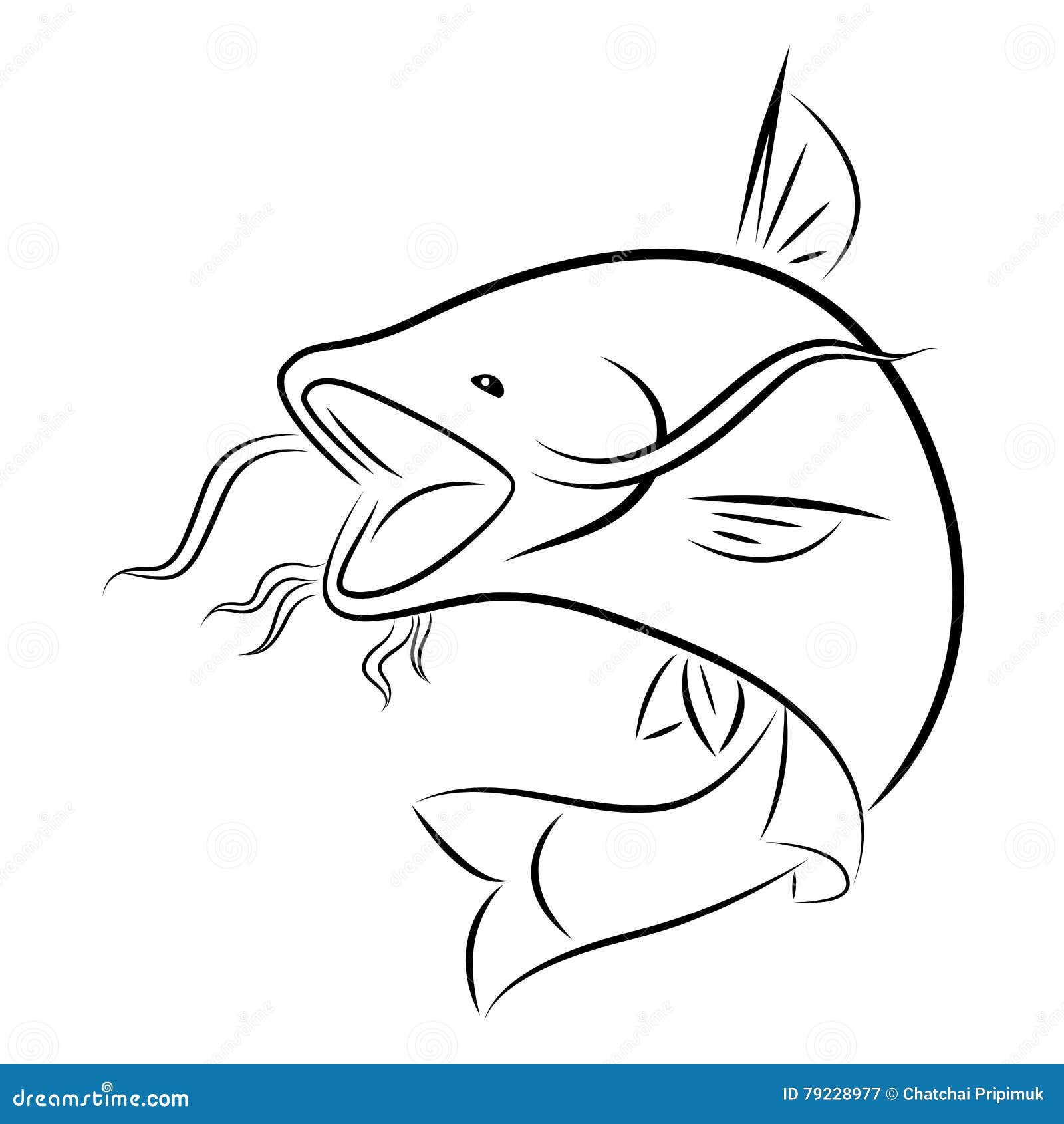 Graphic catfish, vector stock vector. Illustration of vintage - 79228977