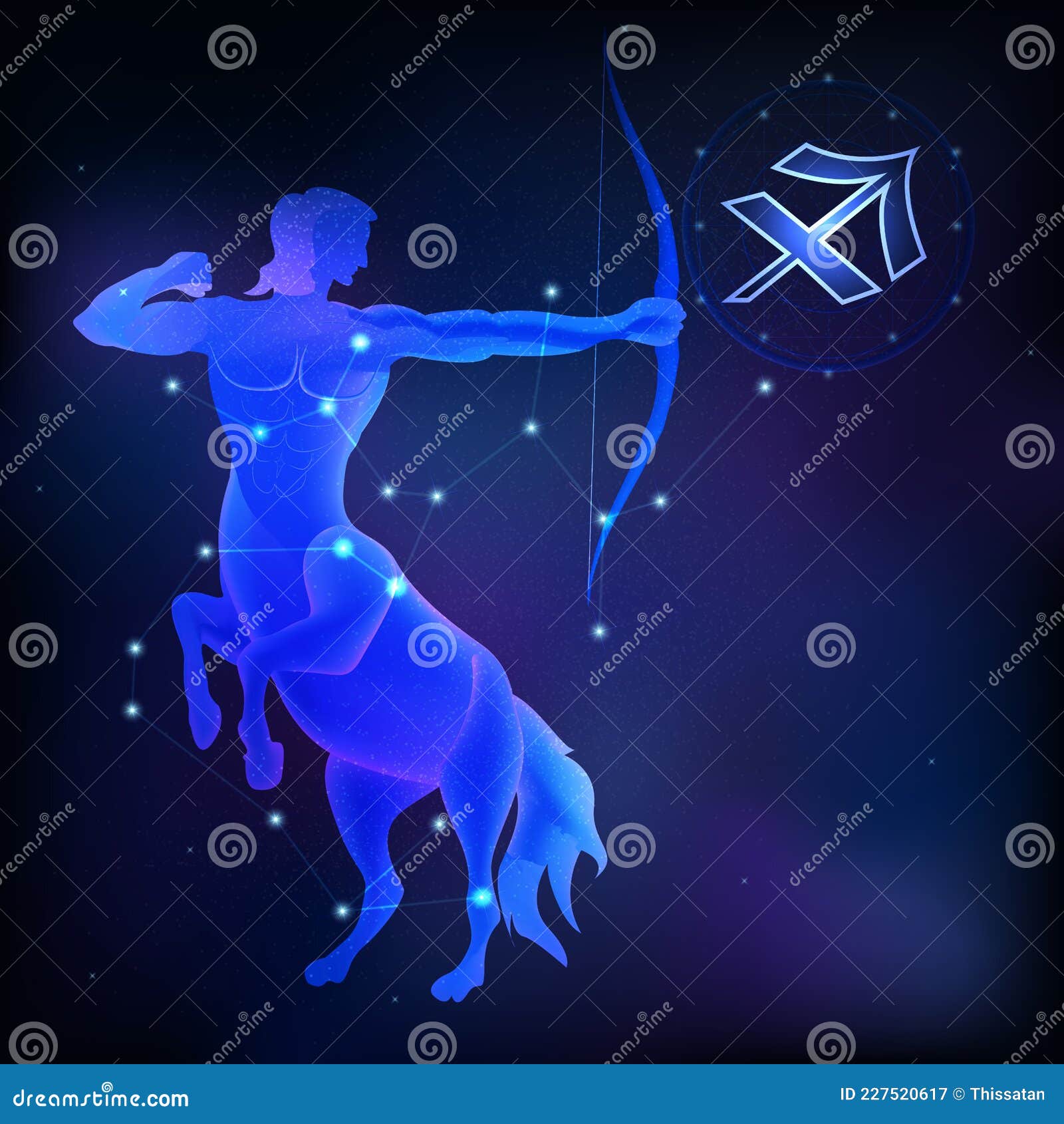 Graphic of Centaur. Sagittarius Horoscope Sign in Twelve Zodiac with ...