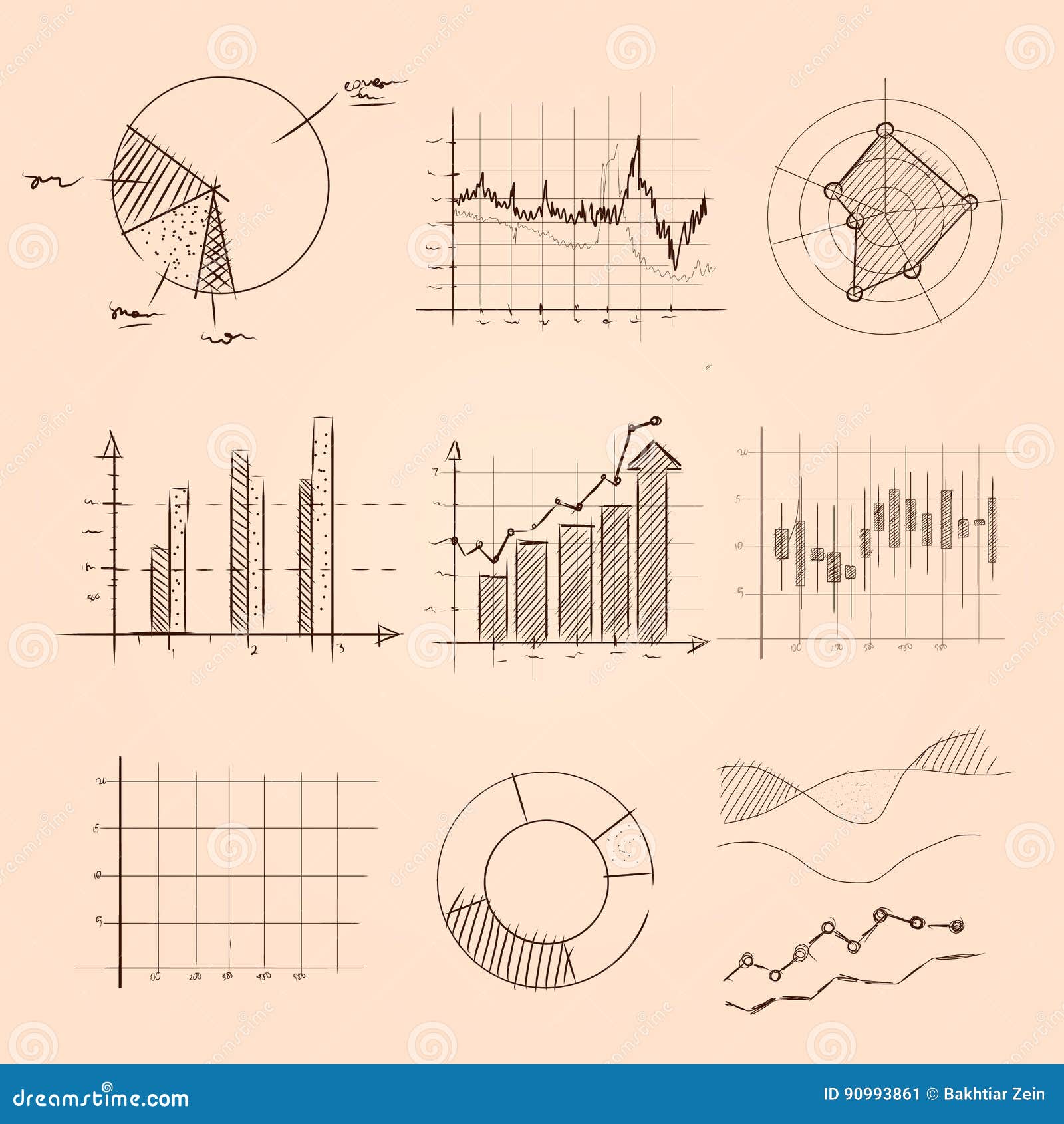 Line graphic of business stats sketch - Free business icons